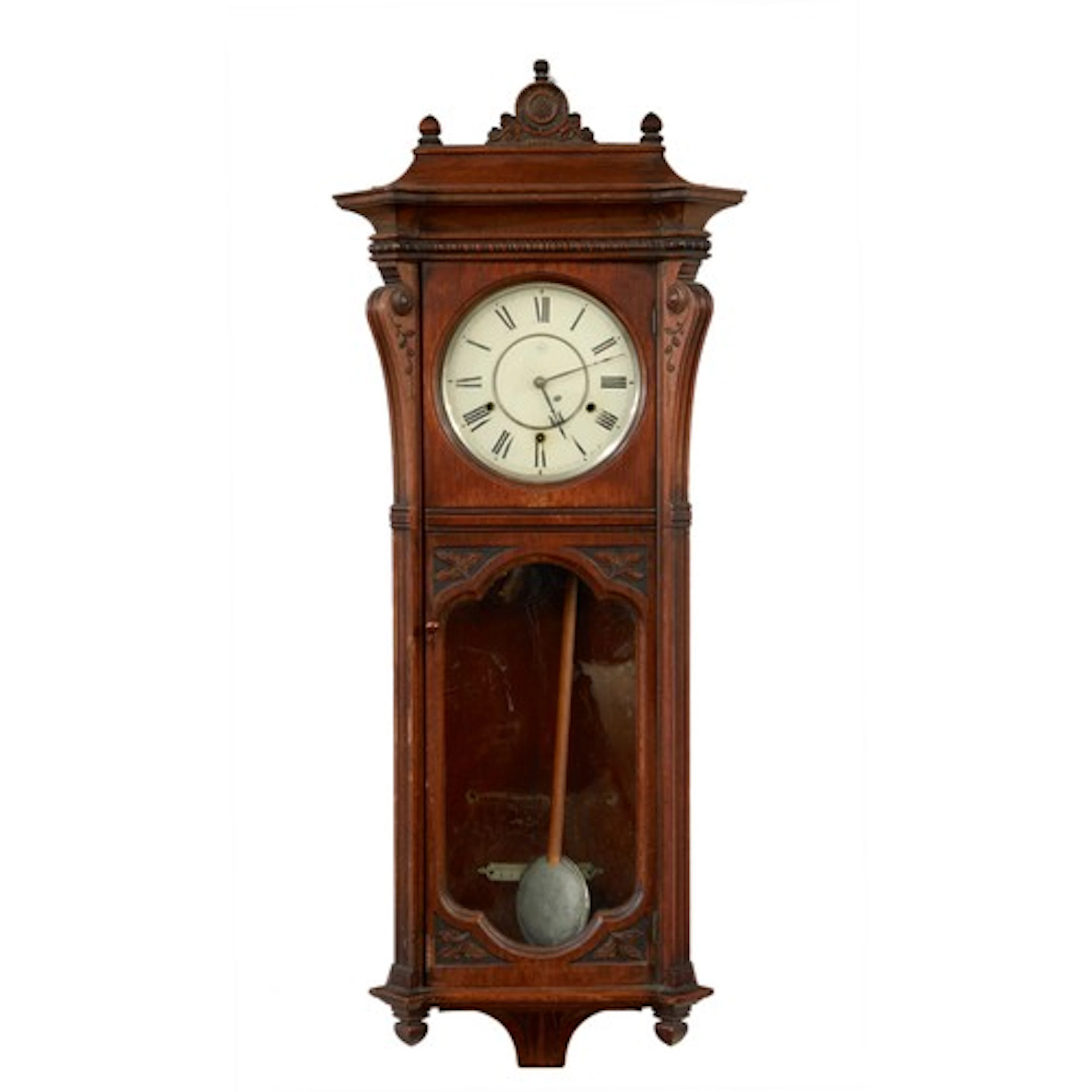 Seth Thomas American three train oak Vienna type wall clock,...