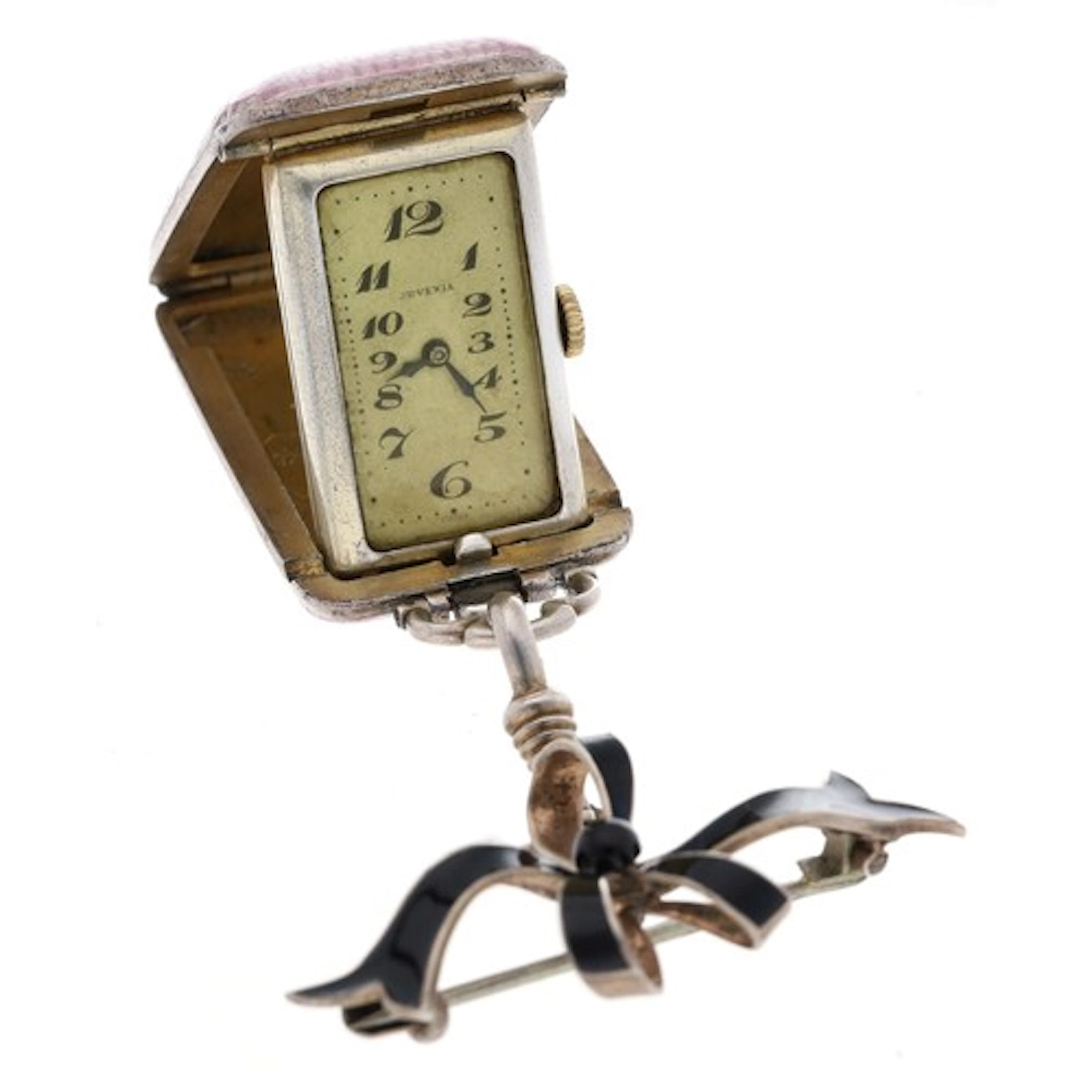 Attractive Juvenia Swiss silver (925) gilt and guilloche pin...