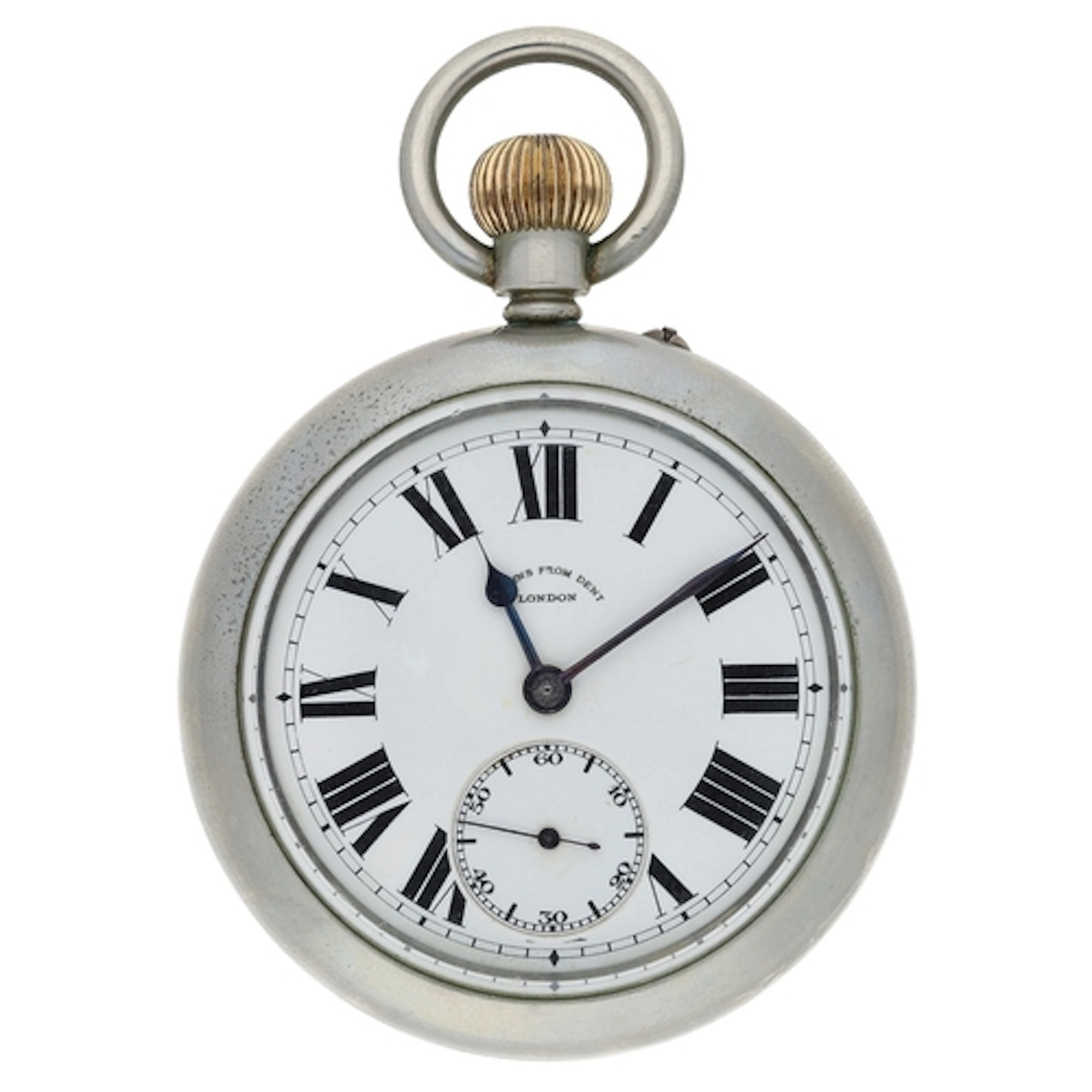 Nickel cased lever pocket watch, unsigned gilt frosted movem...