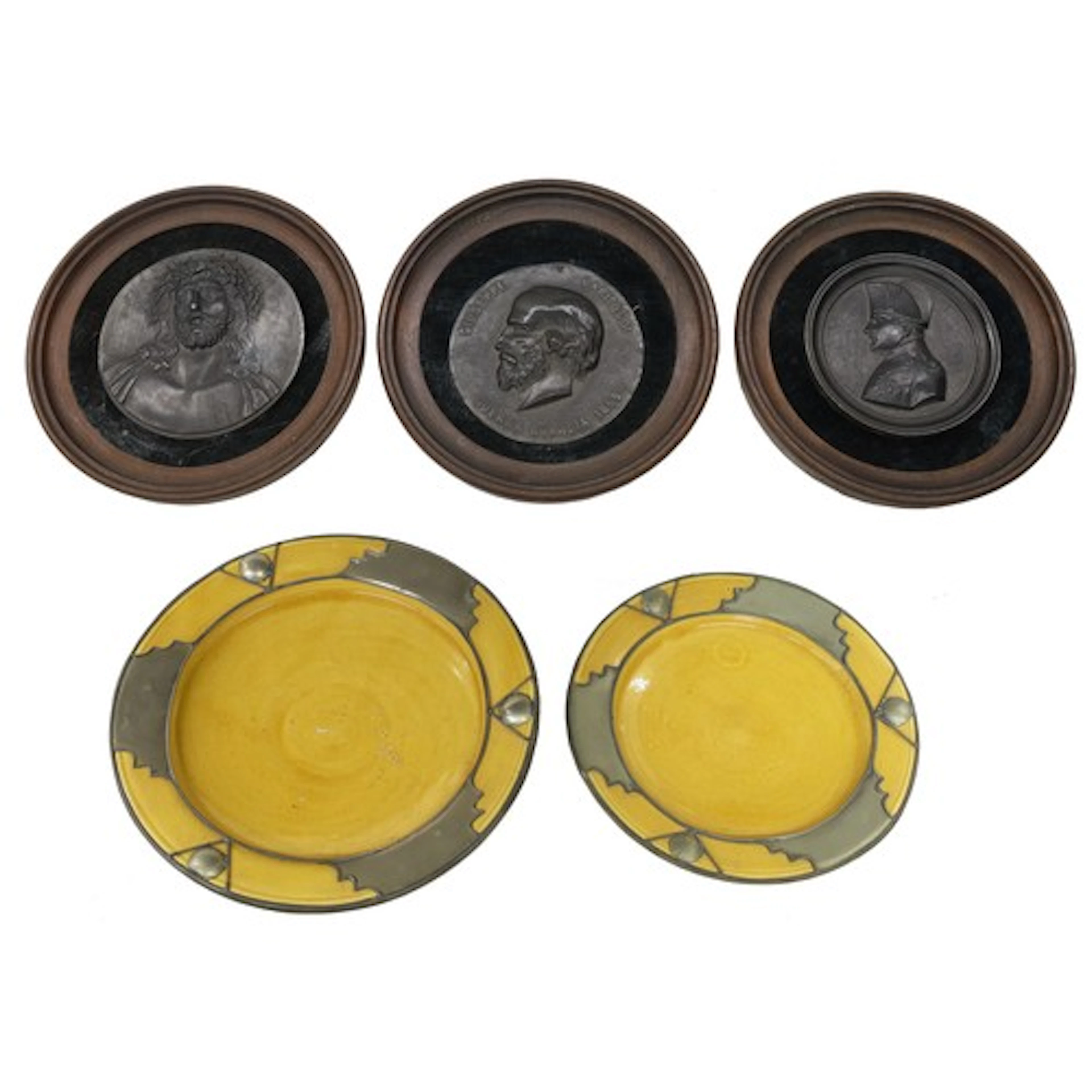 Three framed bronze plaques - bust of Giuseppe Garibaldi, bu...