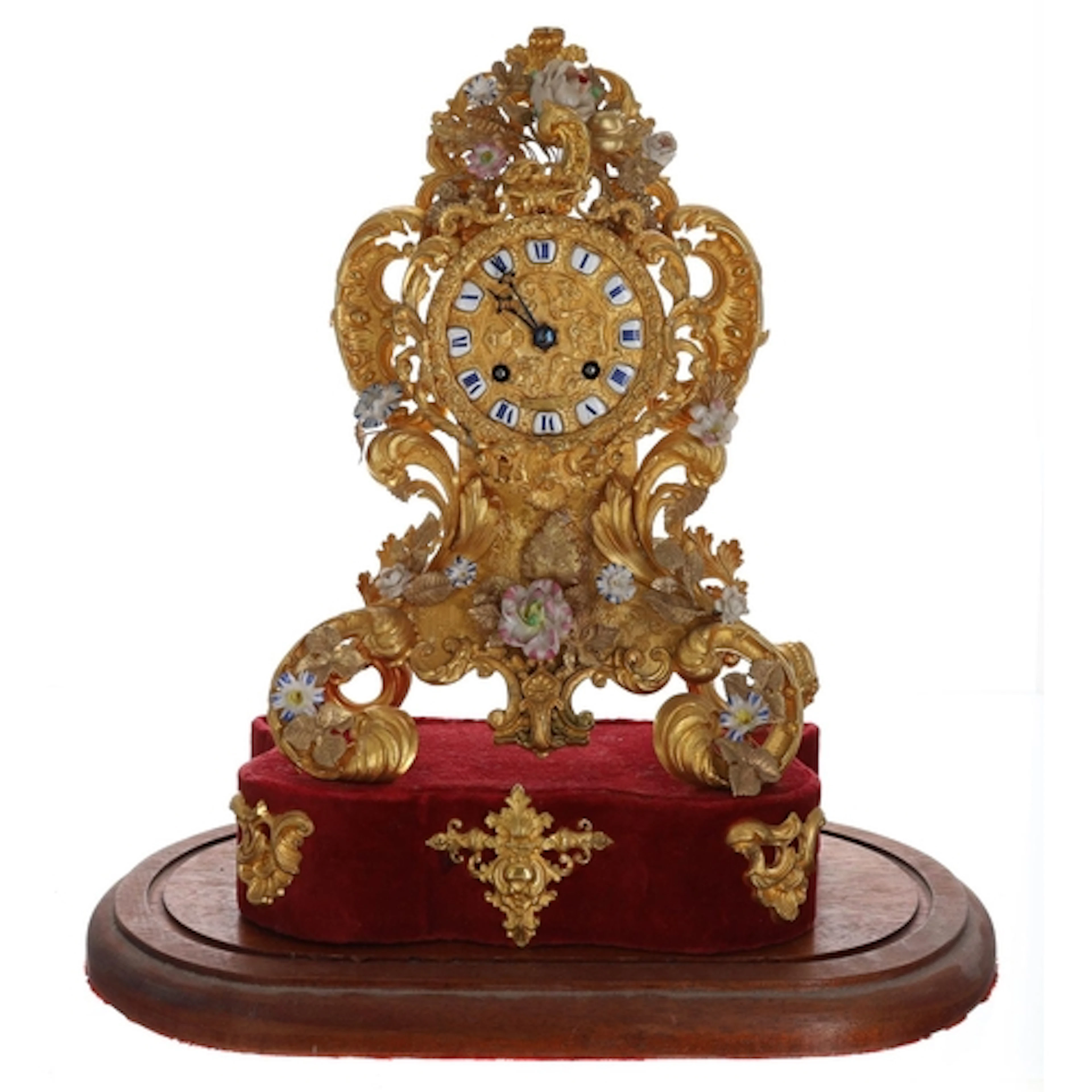 Attractive 19th century French gilt spelter and porcelain ma...