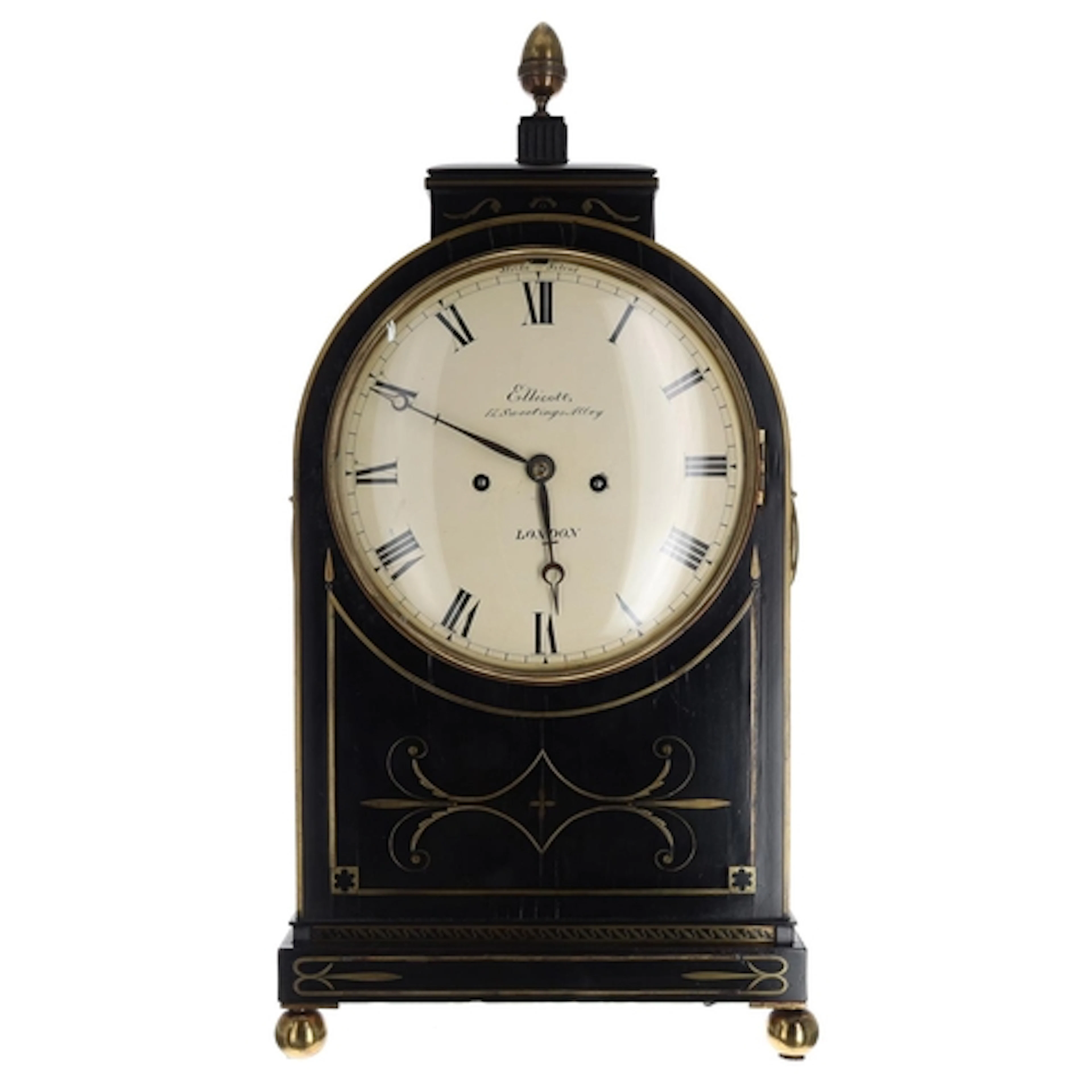 Good English ebonised twin fusee bracket clock with pull rep...