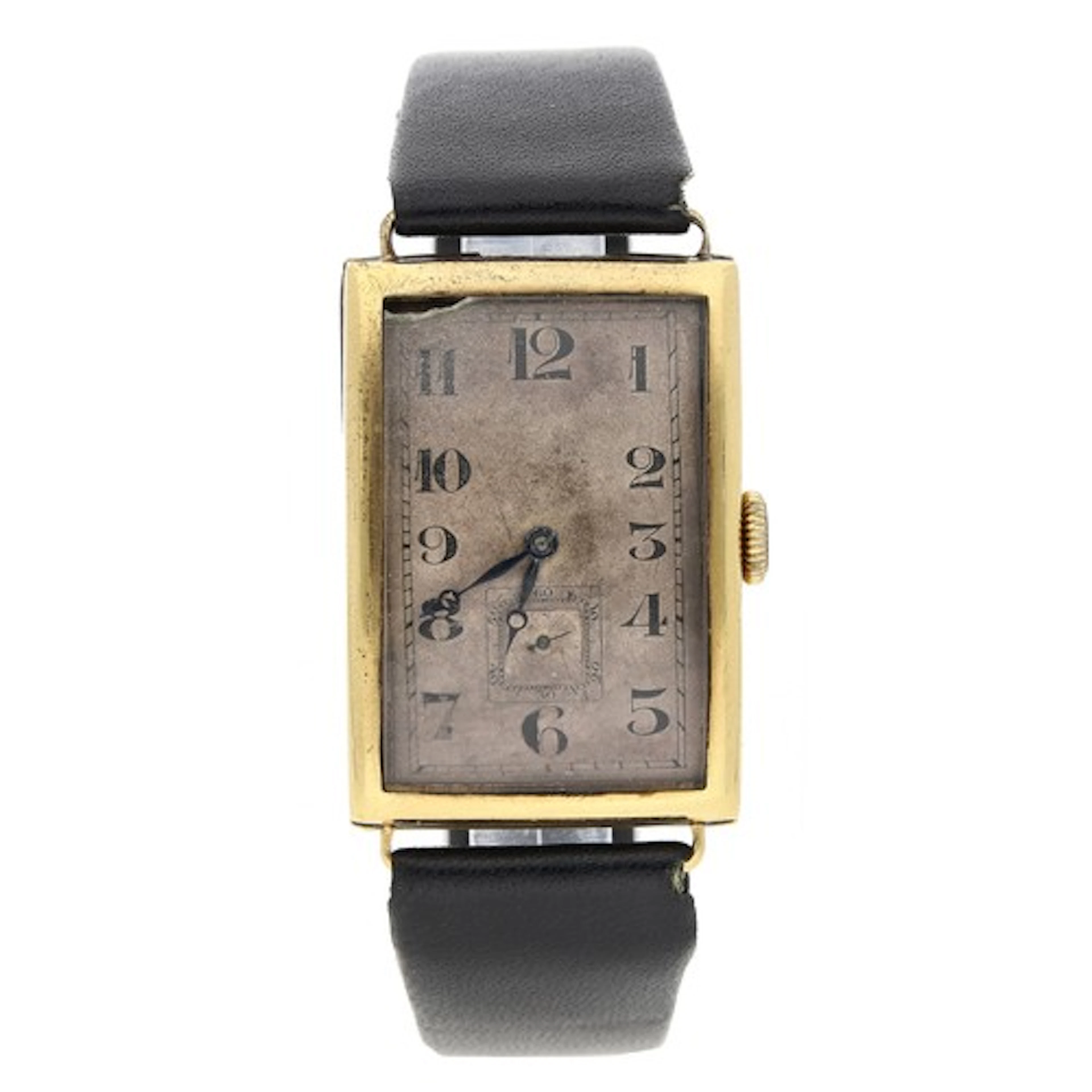 Movado Art Deco 18ct rectangular wire-lug gentleman's wristw...
