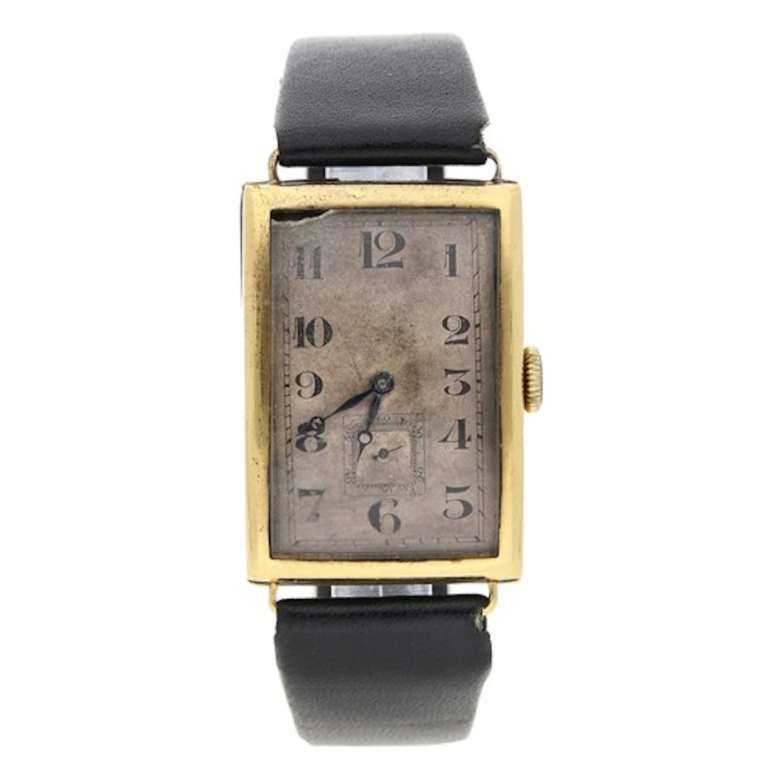 Movado Art Deco 18ct rectangular wire-lug gentleman's wristw...
