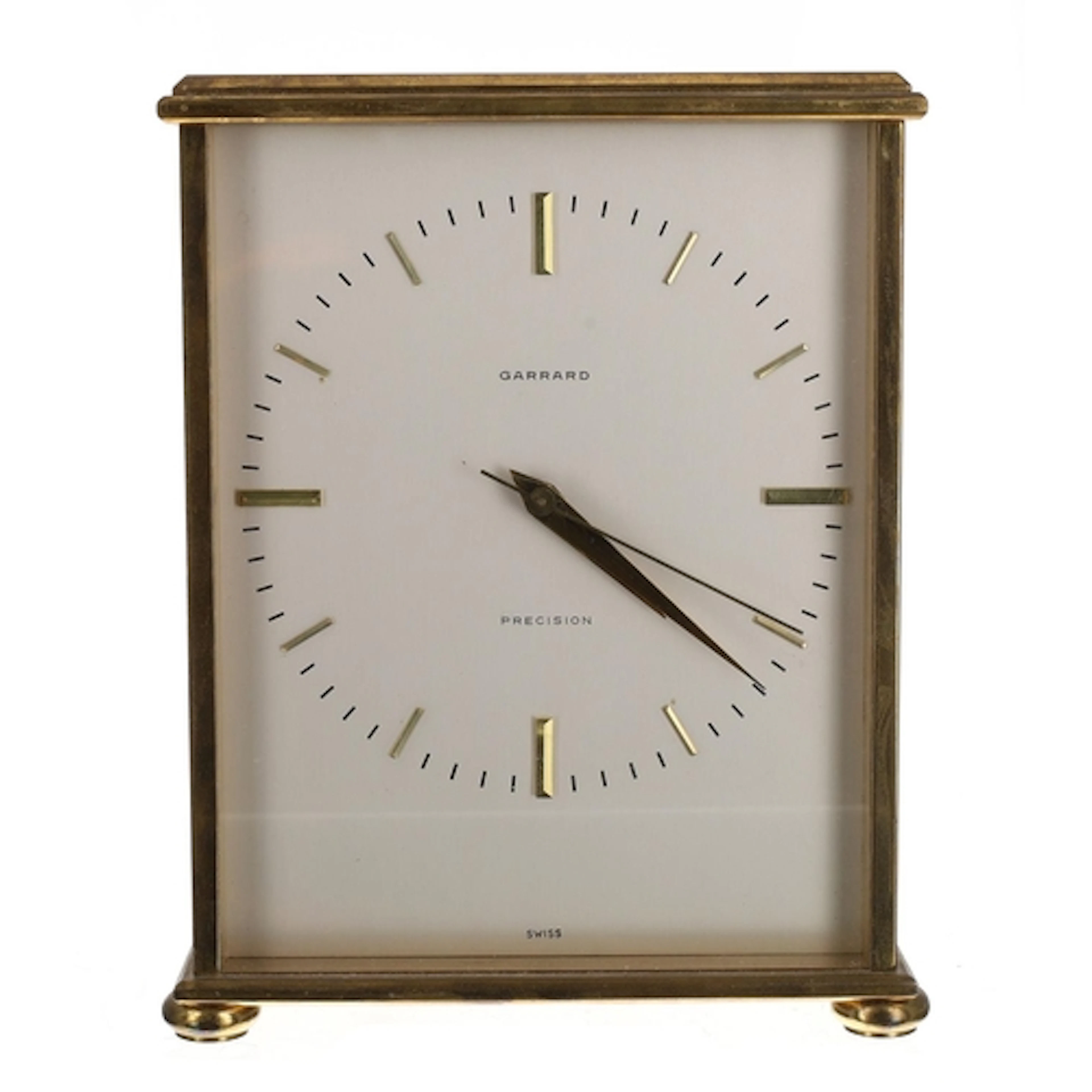 Garrard Precision brass electric mantel clock, the signed si...