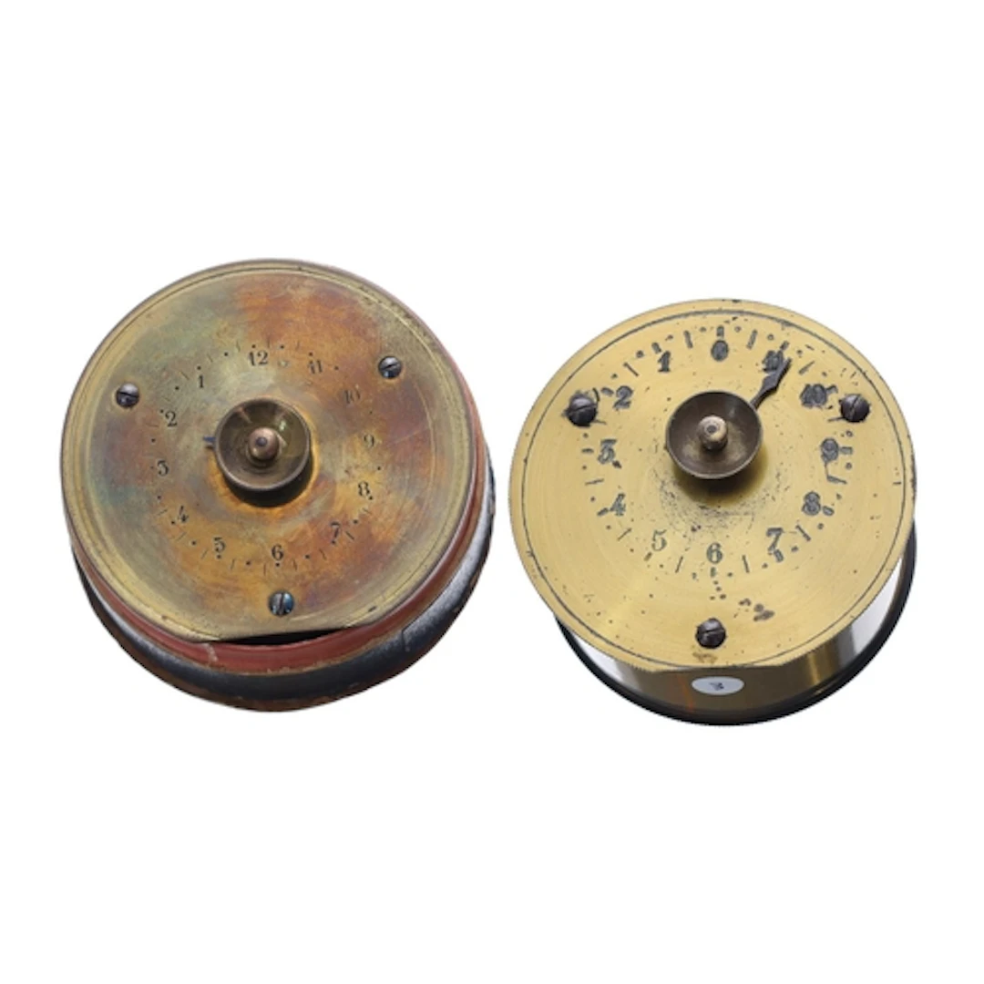 French 19th century Patent alarm brass drum travelling clock...