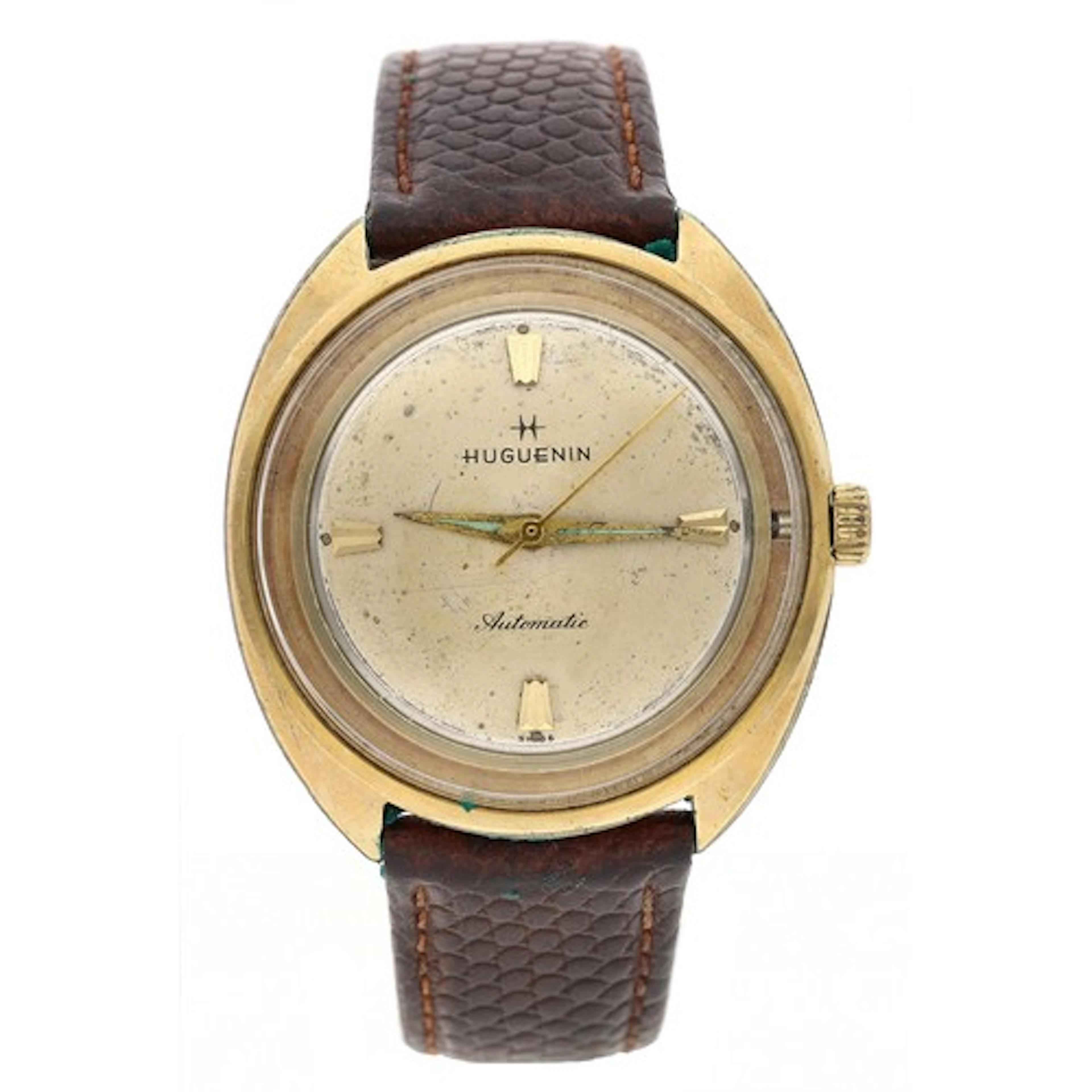 Huguenin automatic gold plated and stainless steel gentleman...