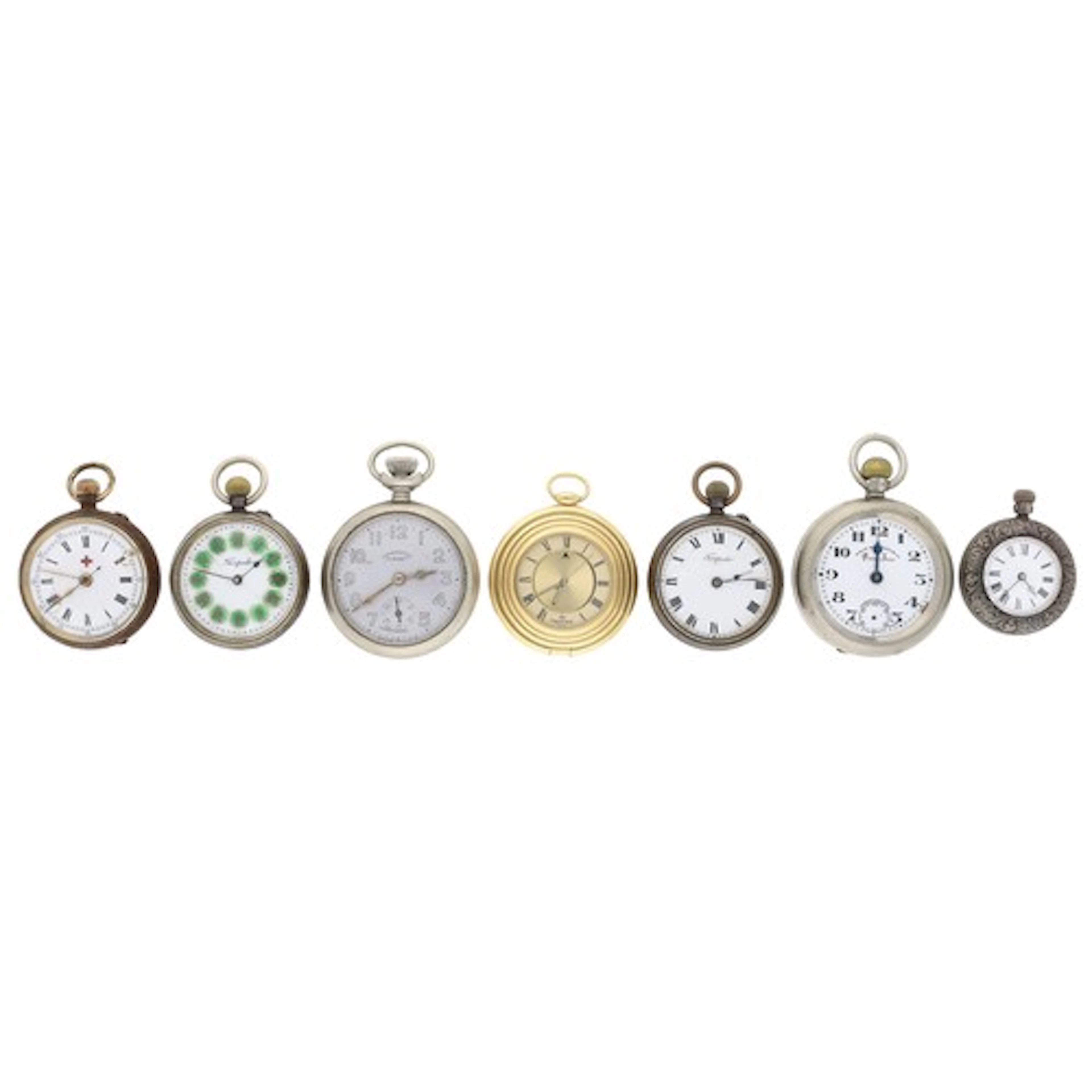 Seven assorted fob watches to include West End Watch Co. Que...