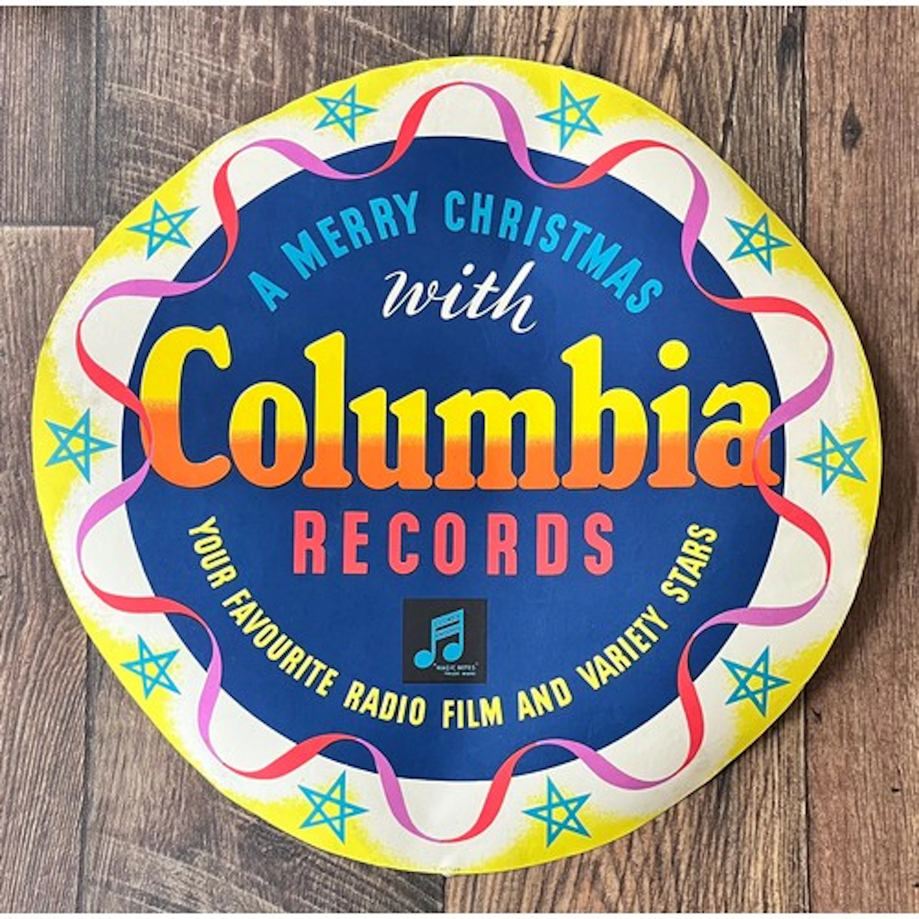 Original 1960s Columbia Records Merry Christmas circular pos...
