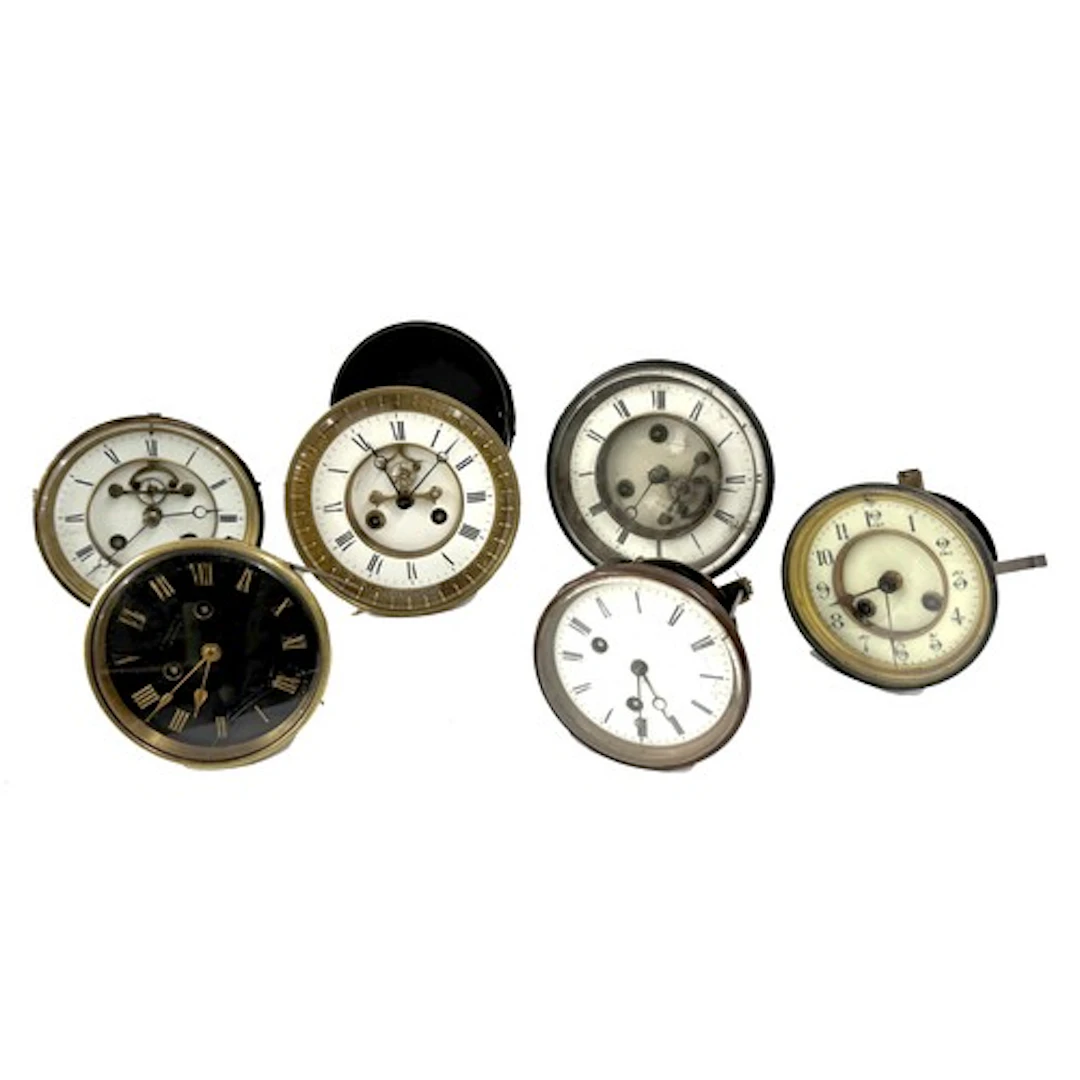 Collection of six assorted French two train mantel clock mov...