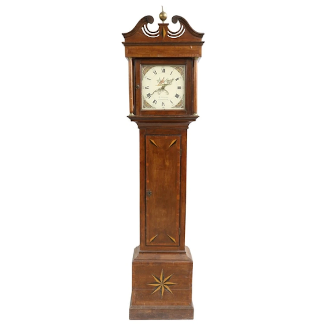 Small Georgian oak thirty hour longcase clock, the 11" squar...