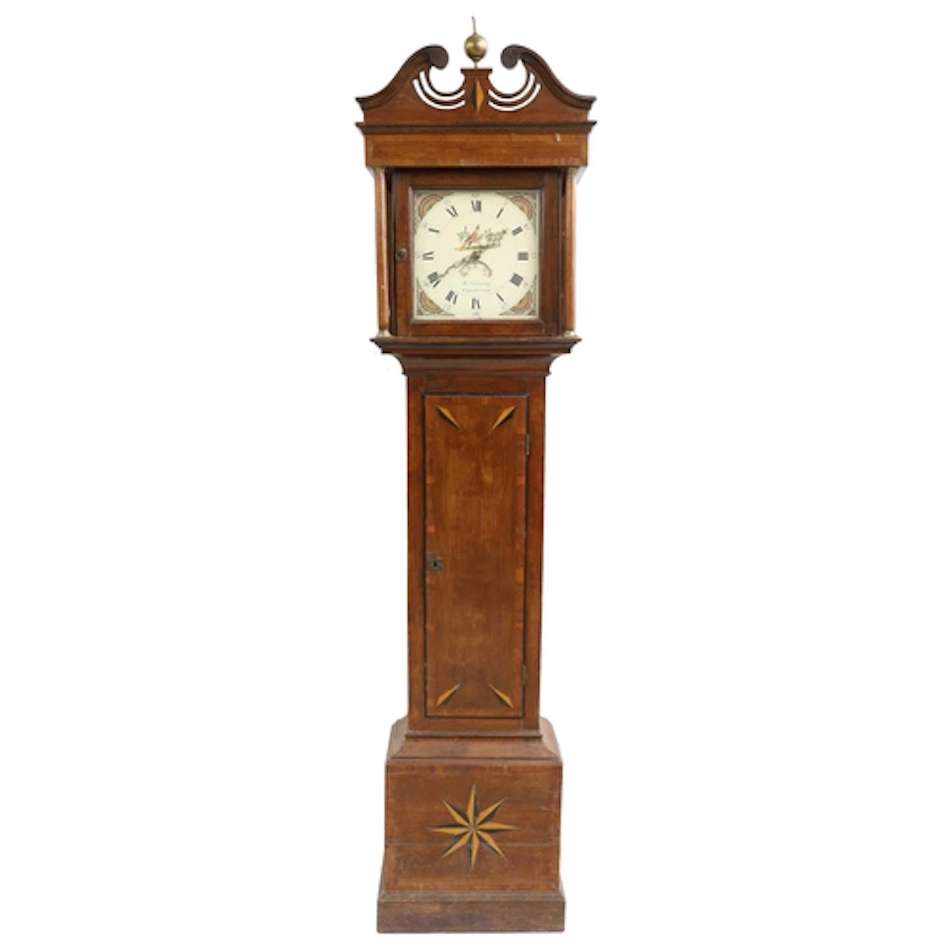 Small Georgian oak thirty hour longcase clock, the 11" squar...