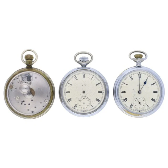 Two Smiths nickel cased lever pocket watches for repair, 51m...