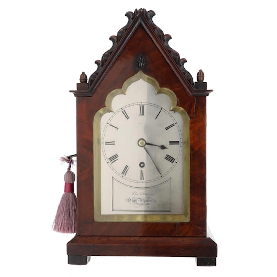 Small English 19th century gothic style mahogany single fuse...