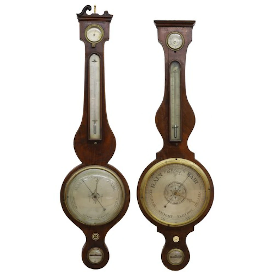 19th century inlaid mahogany wheel barometer, mounted with a...