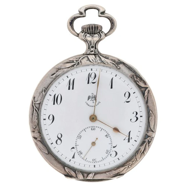 French white metal lever pocket watch, gilt frosted movement...