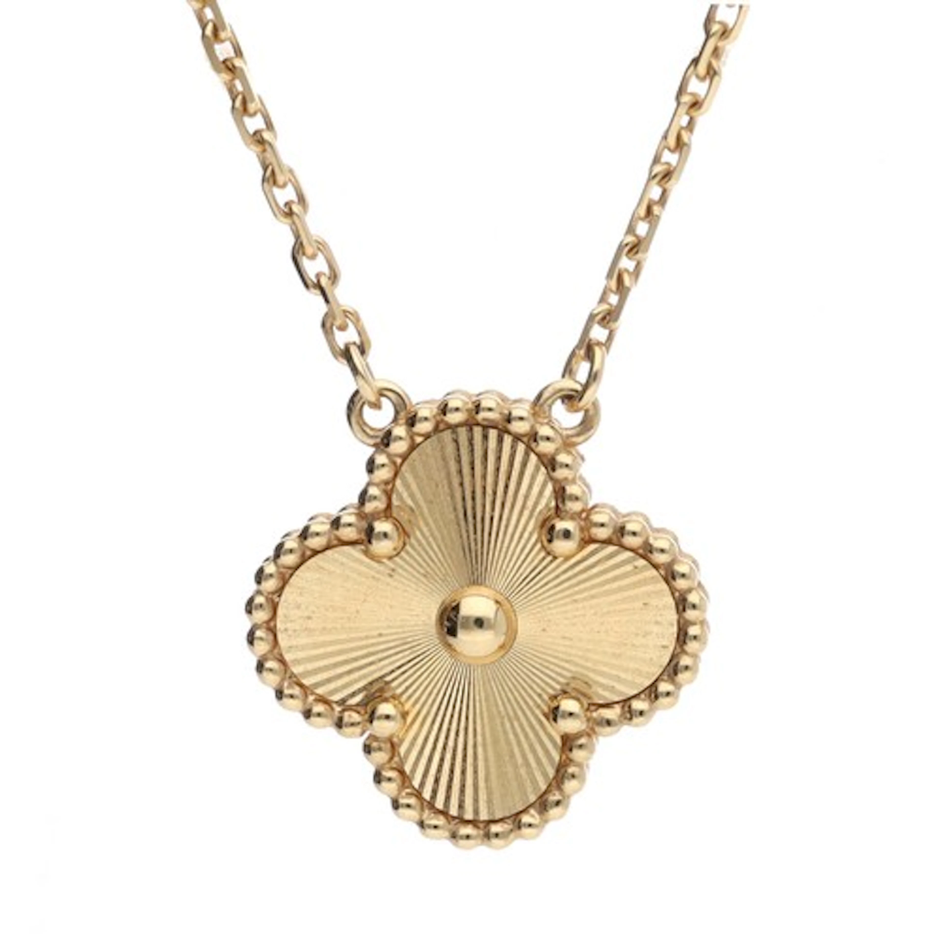 Van Cleef and Arpels Vintage Alhambra guilloché 18ct necklet...