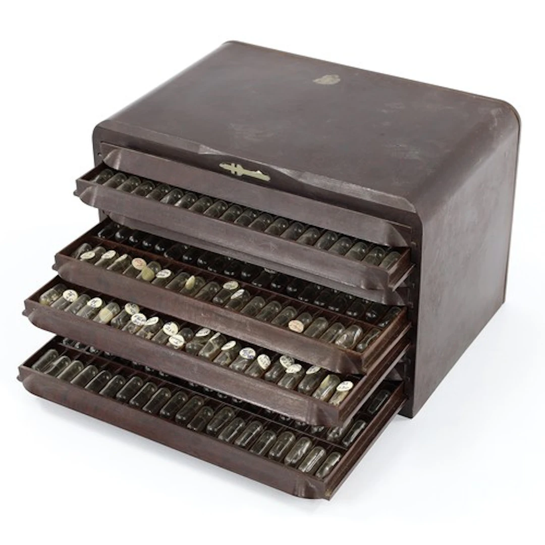 Ronda Bakelite nine drawers watch parts storage chest contai...