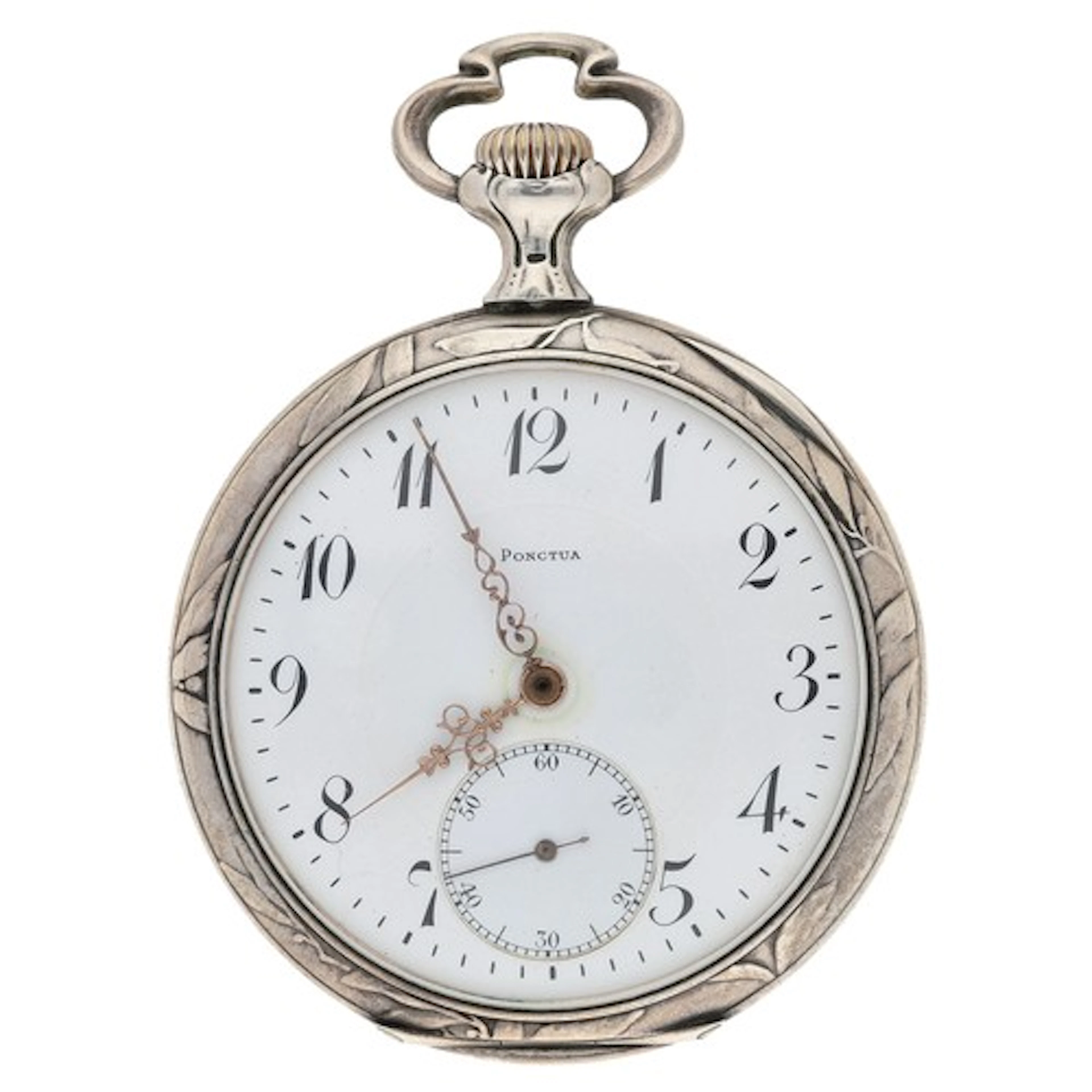 French white metal (0.800) lever pocket watch, gilt frosted ...