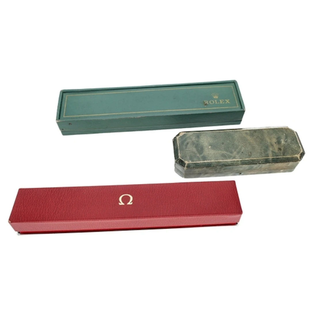 Rolex lady's wristwatch box; together with an Omega lady's w...