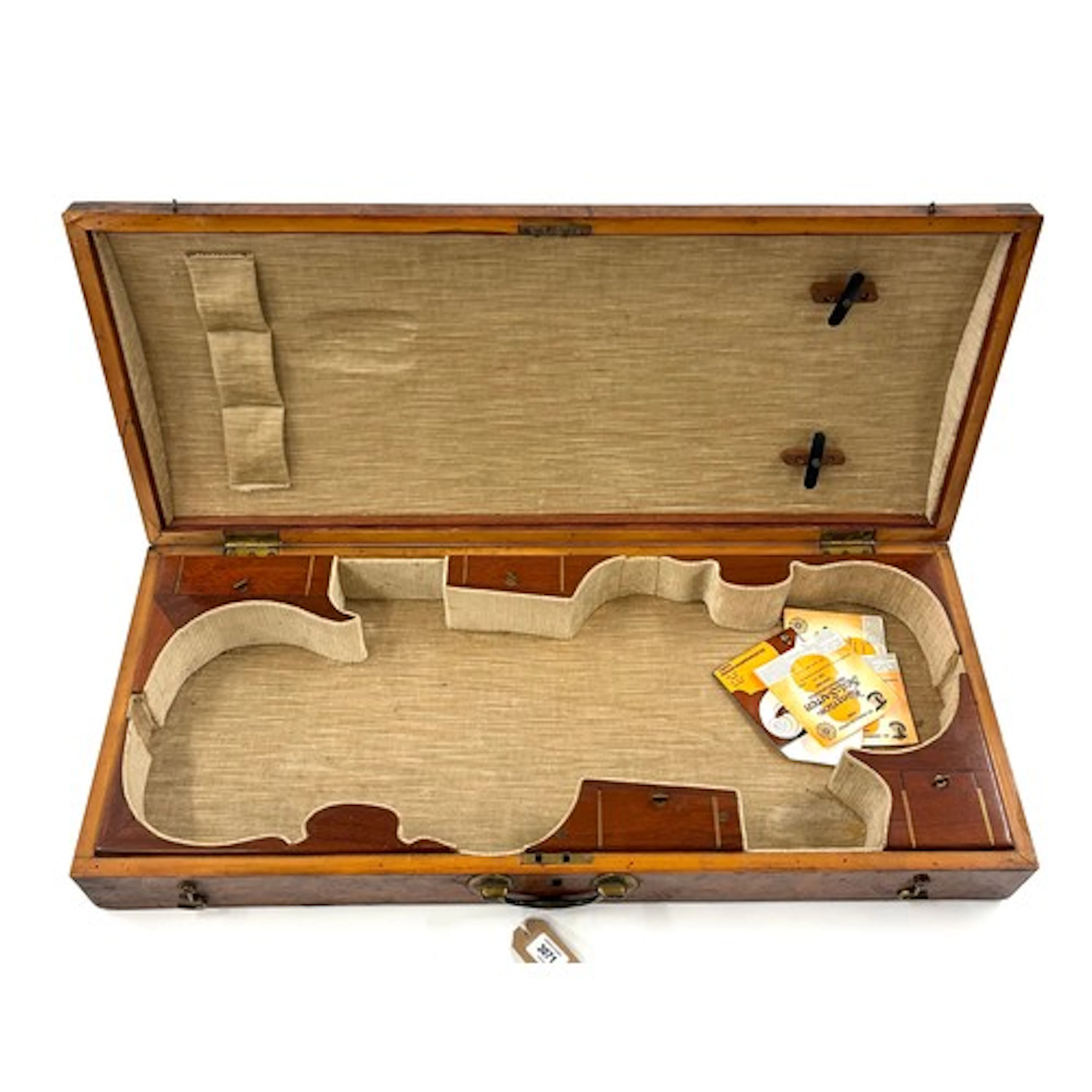 Good 19th century burr walnut double viola/violin case with ...