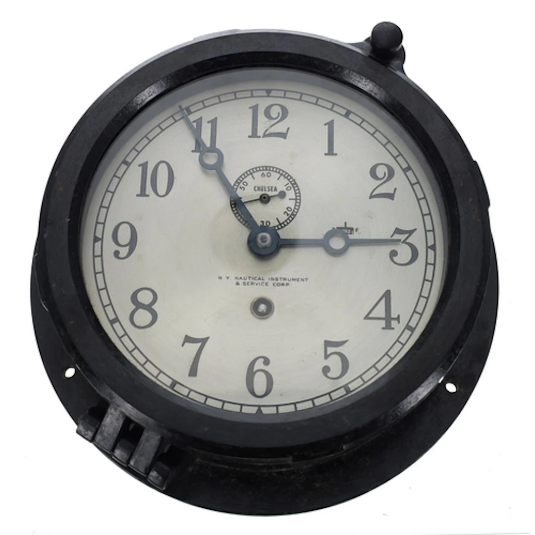 American Chelsea Clock Co. Boston marine bulkhead clock, 5.5...