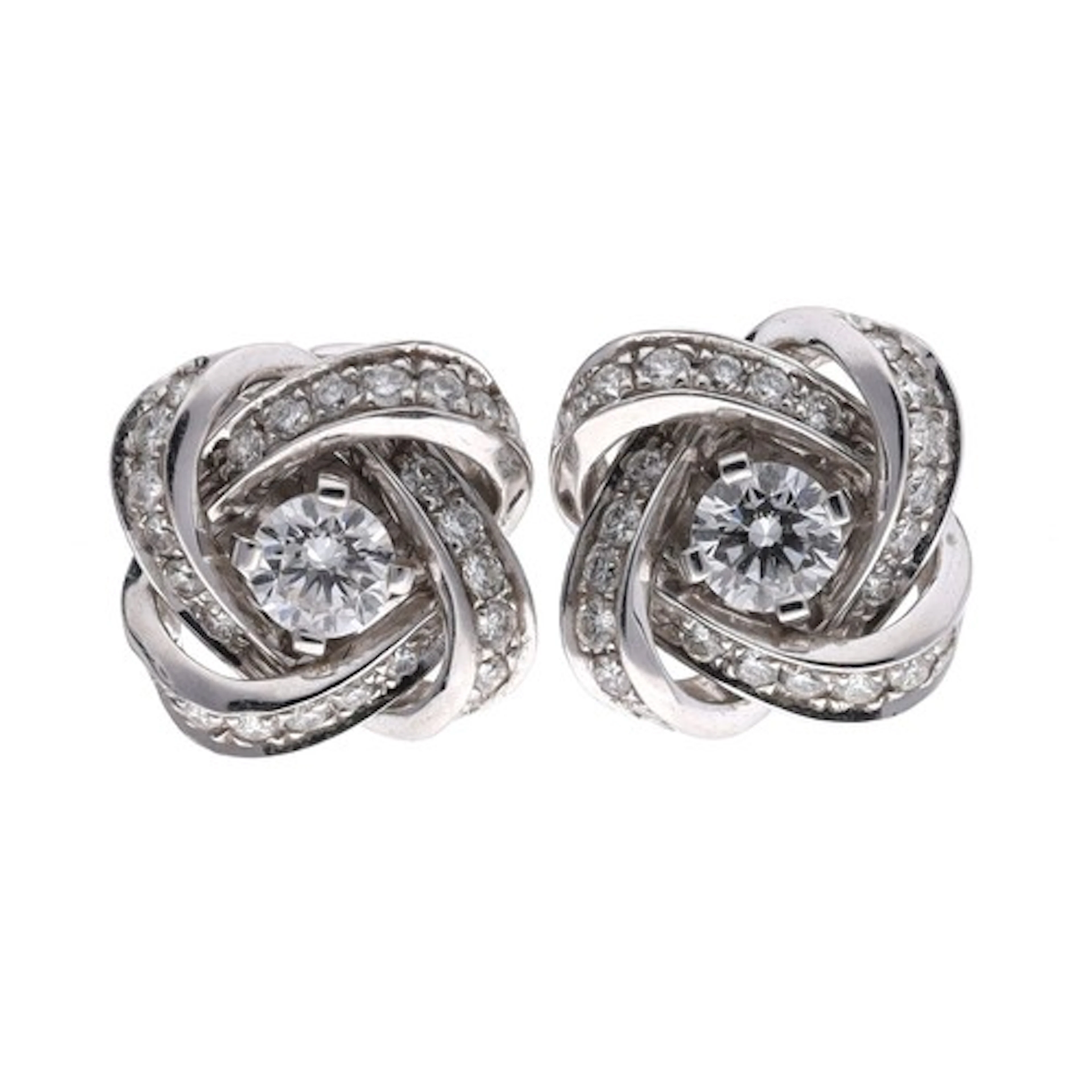 Boucheron Pivoine - a fine pair of 18ct white gold diamond e...