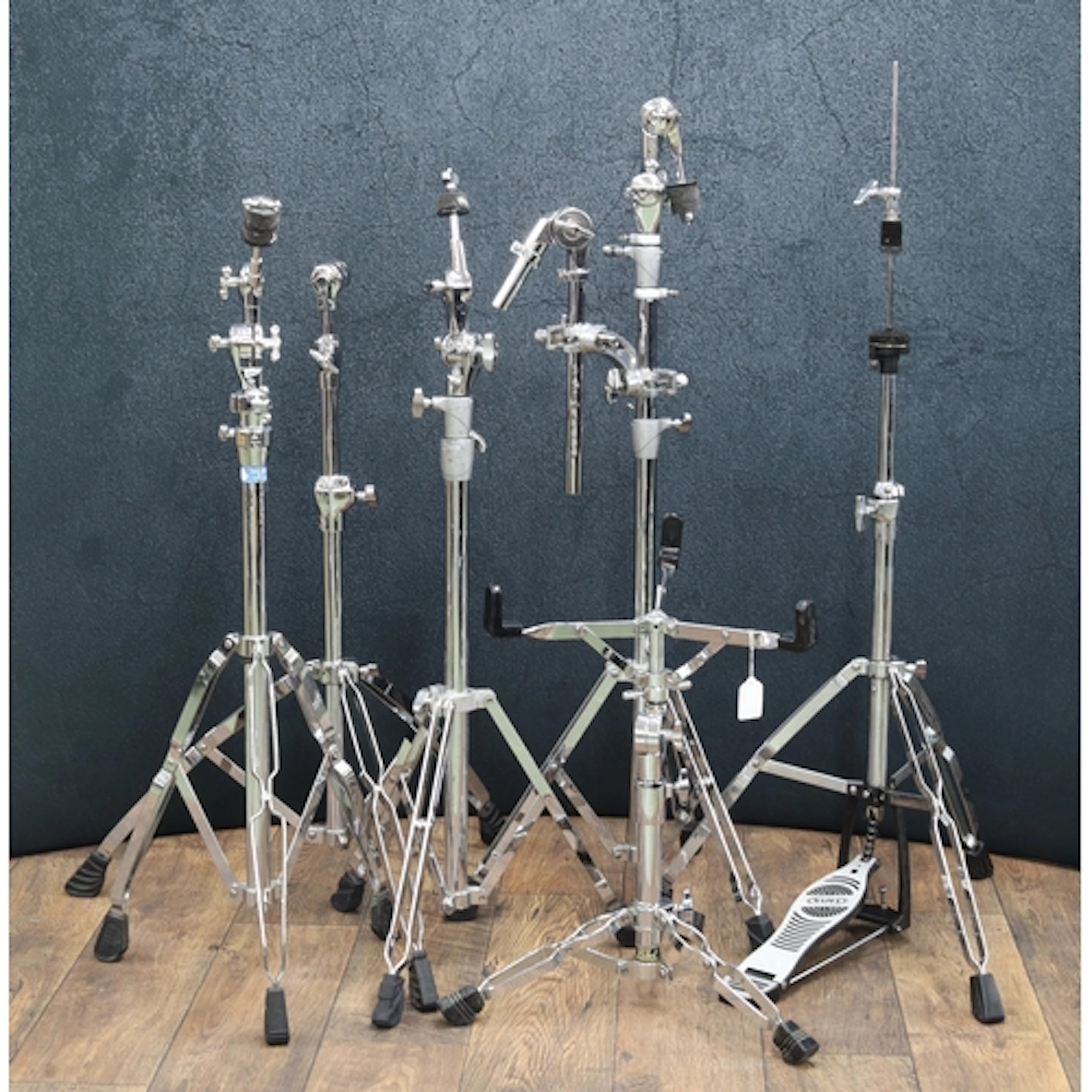 Group of drum hardware and stands; including a Pearl snare s...