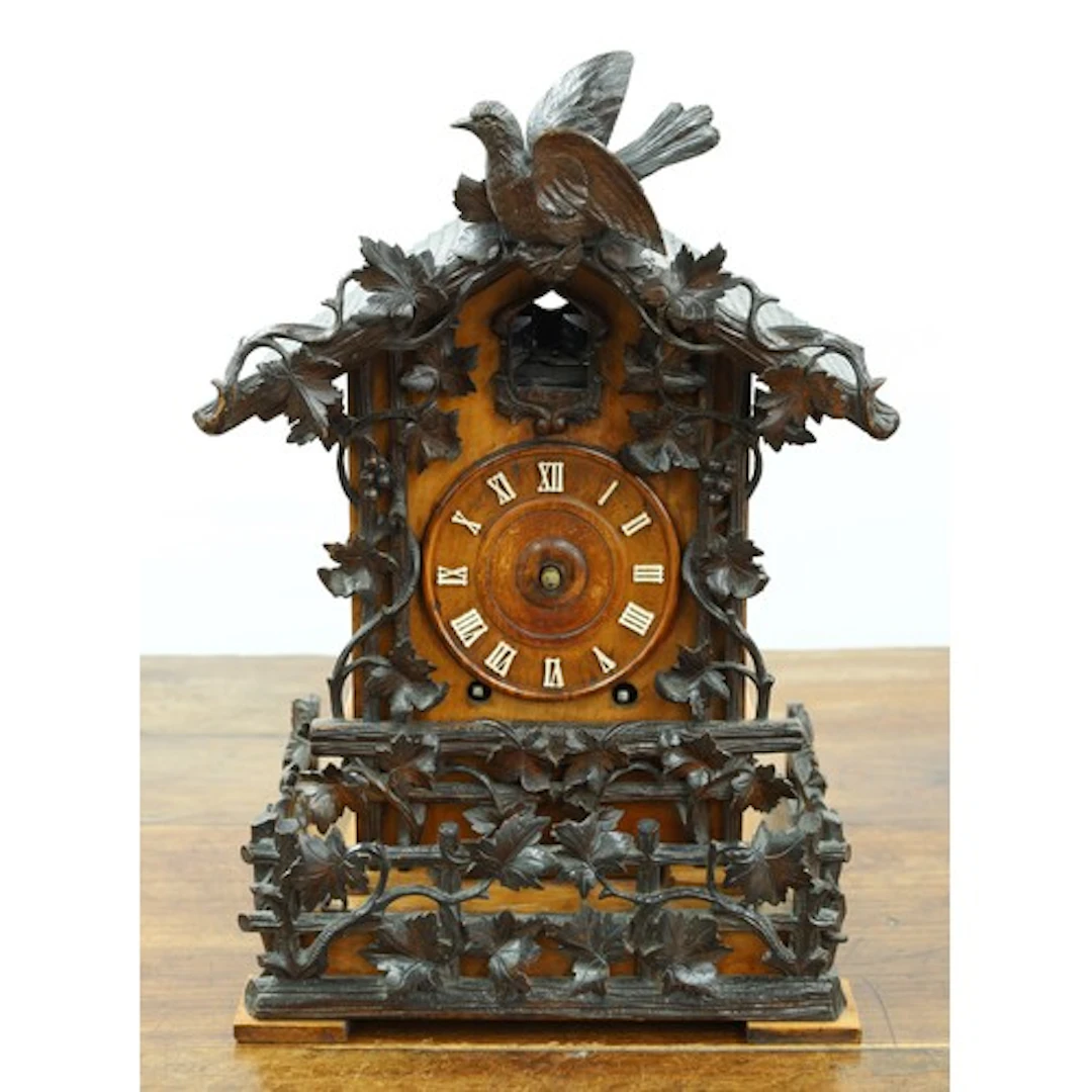Late 19th century German Black Forest two train cuckoo mante...