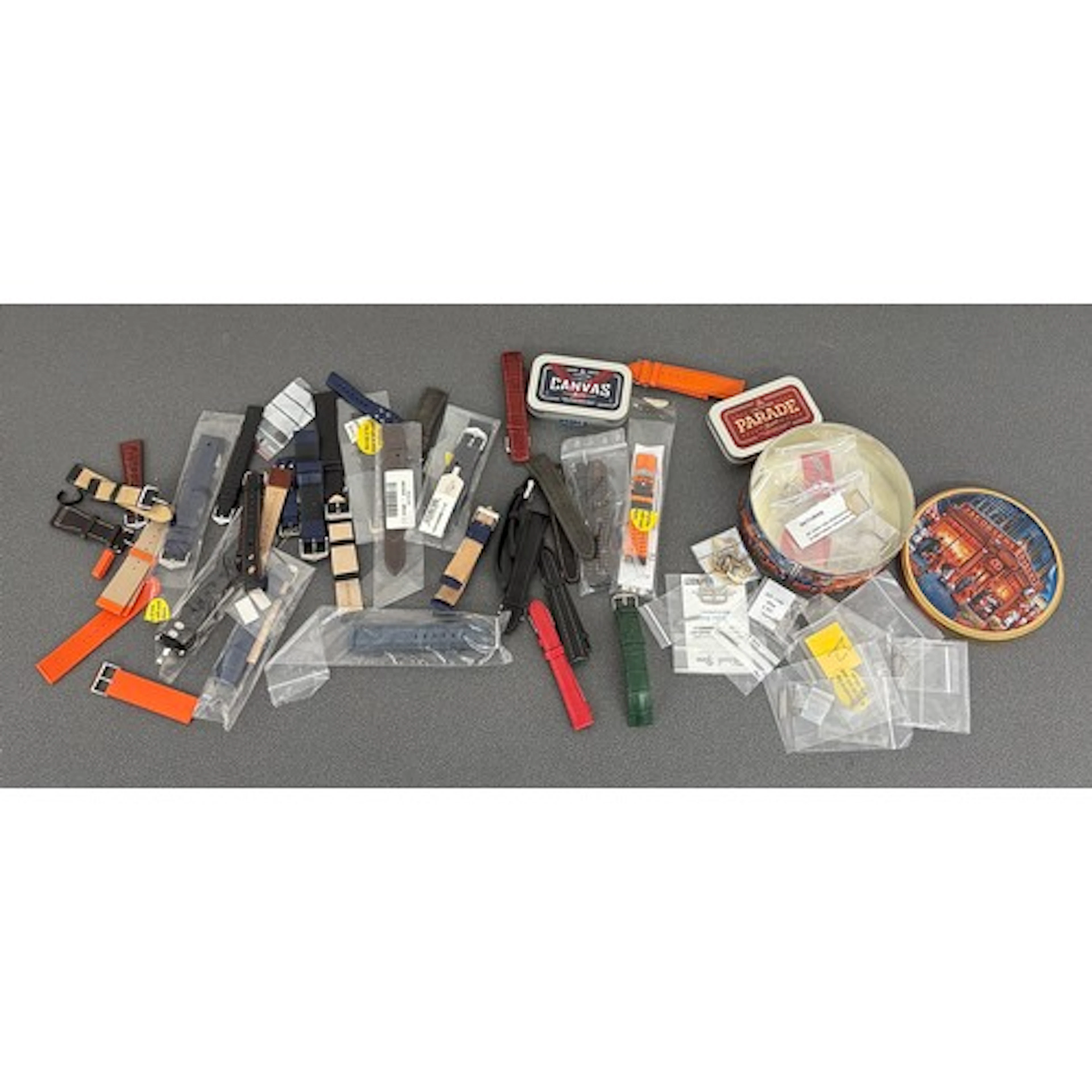 Quantity of principally leather wristwatch straps; also a qu...