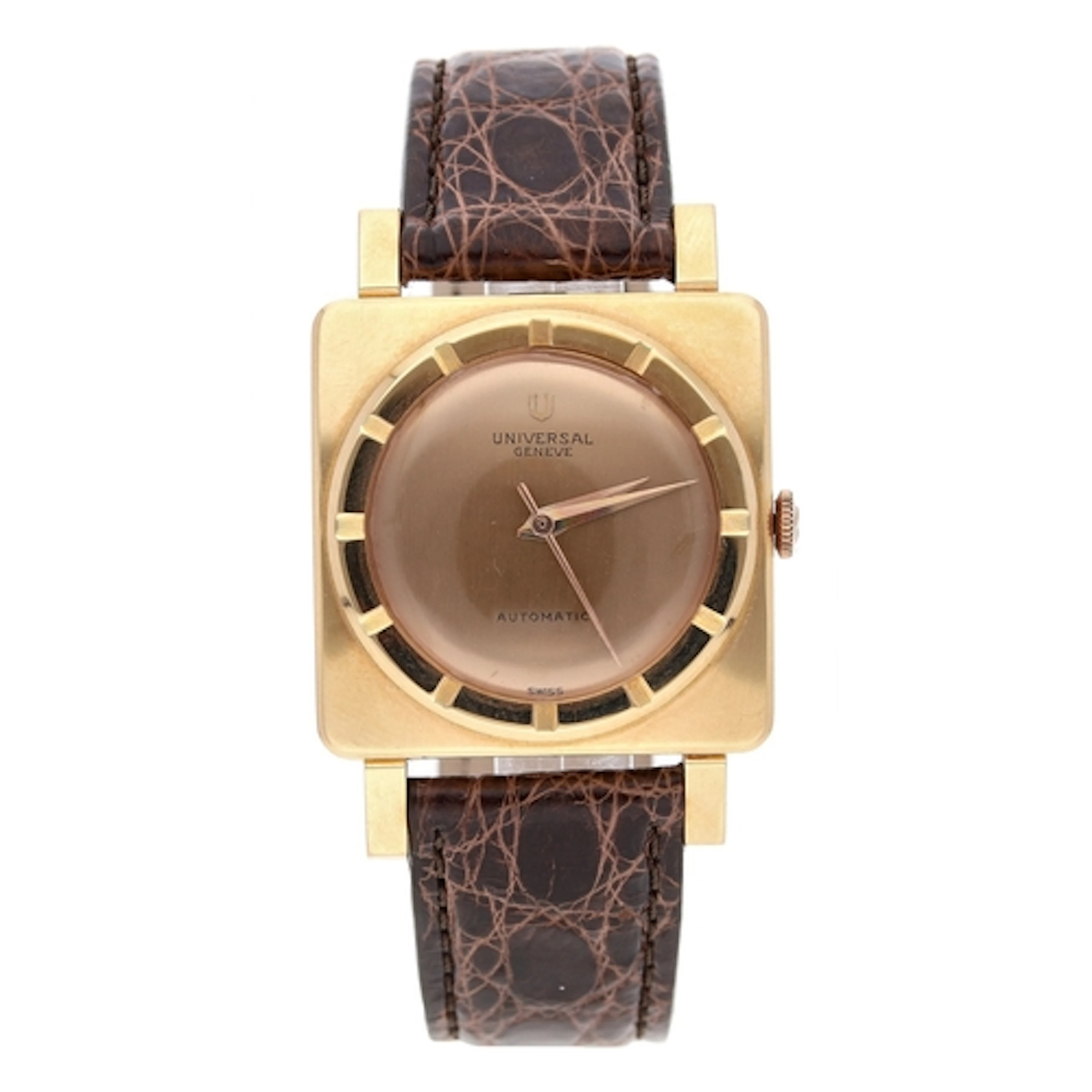 Universal Genéve 18ct rose gold automatic square cased gentl...