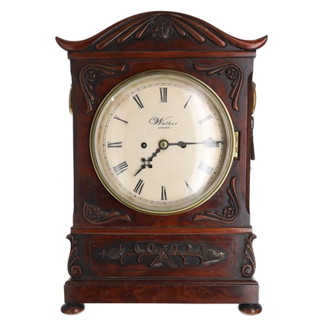 19th century mahogany twin fusee bracket clock, the 8" circu...