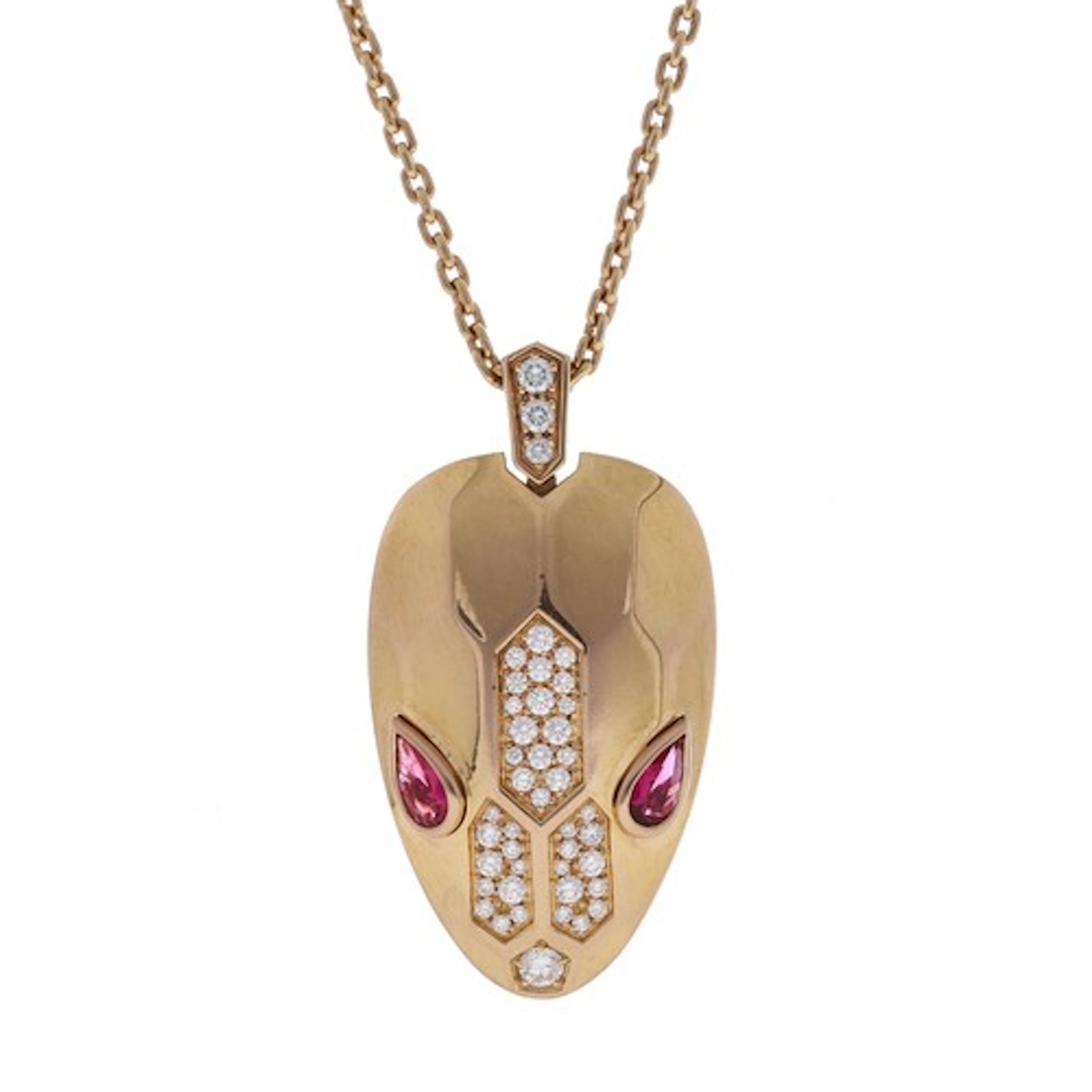 Bvlgari Rubilite Serpenti 18ct rose gold pendant on necklace...