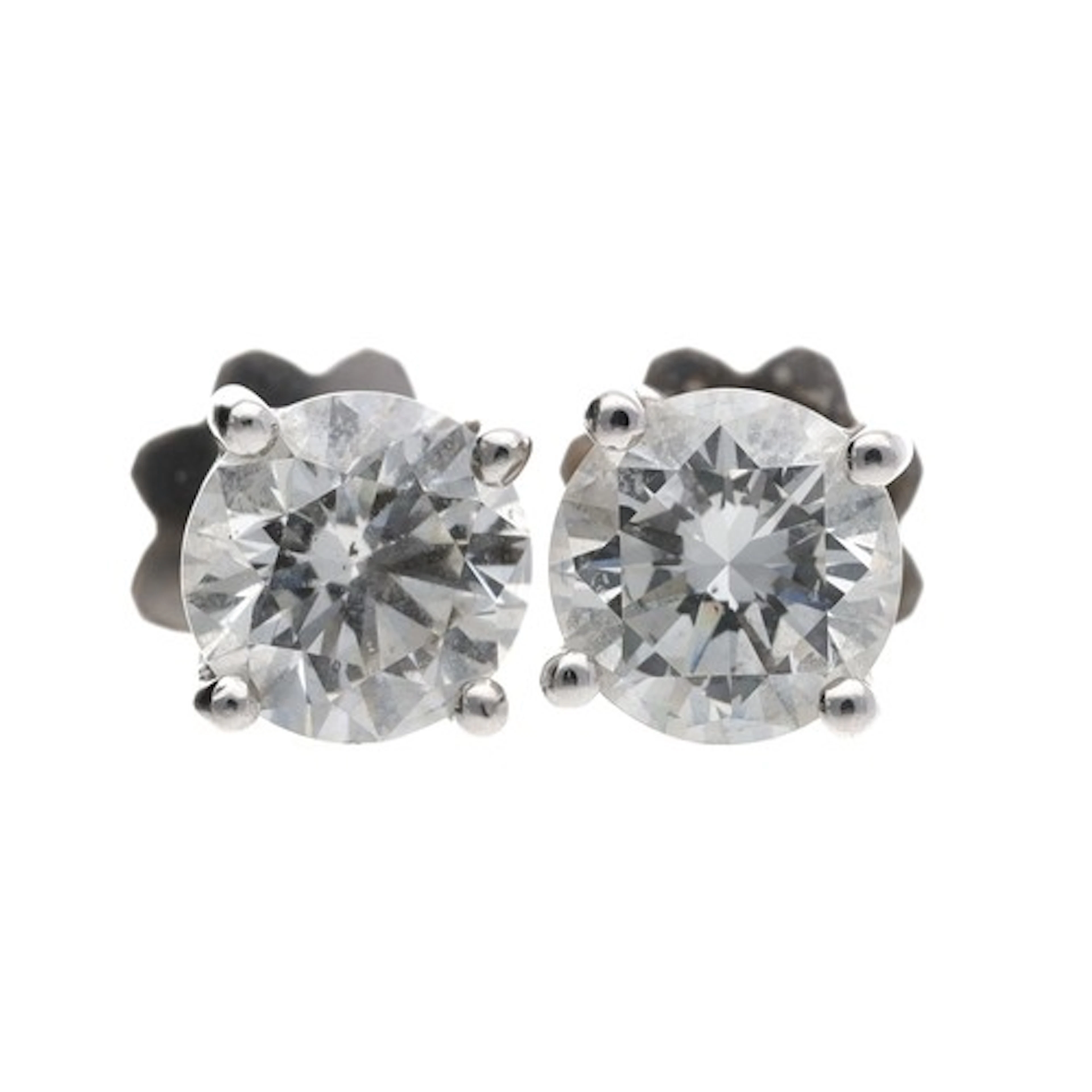 Fine pair of GIA certified 18ct white gold diamond stud earr...