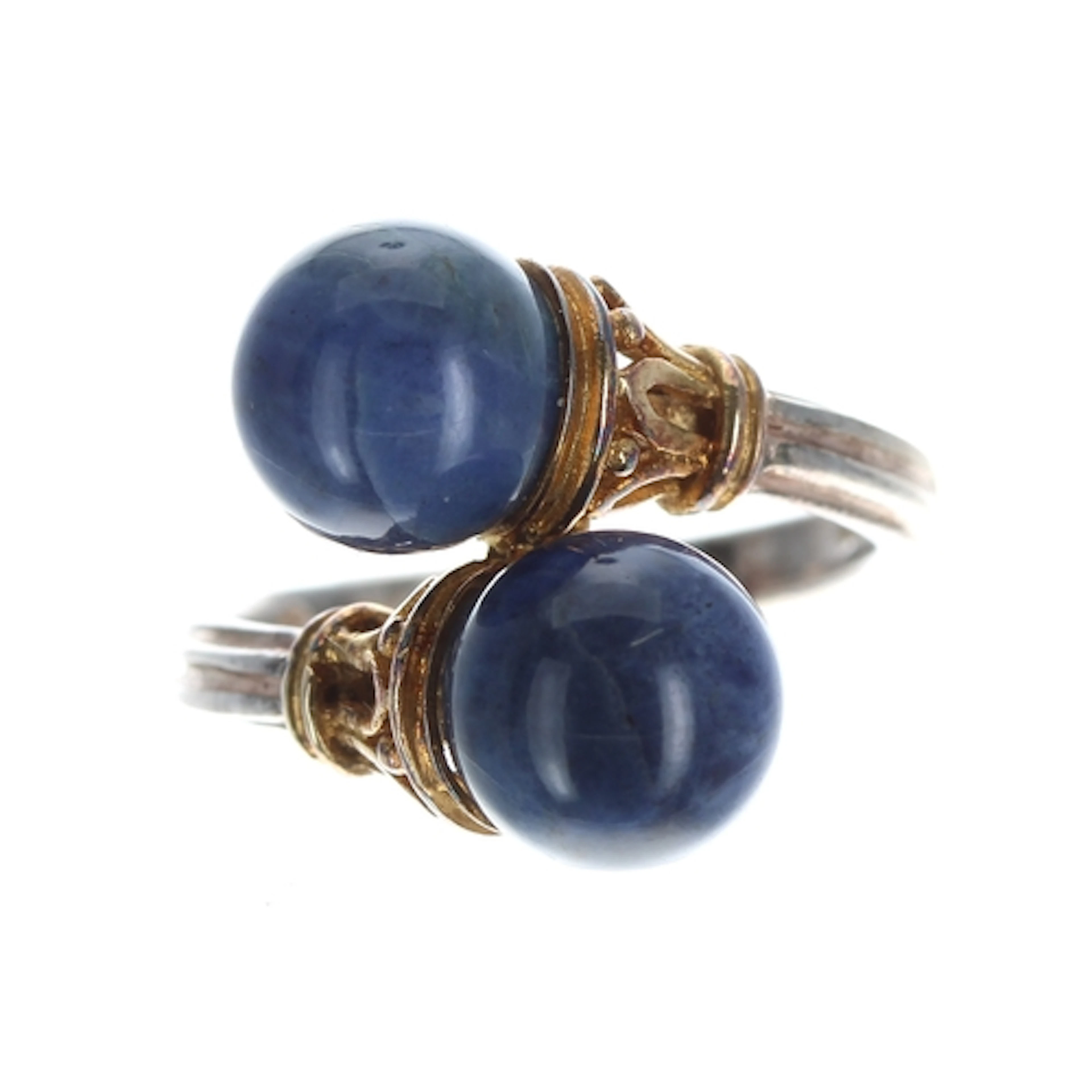 Ilias Lalaounis, Greece sodalite 18ct and silver cross-over ...