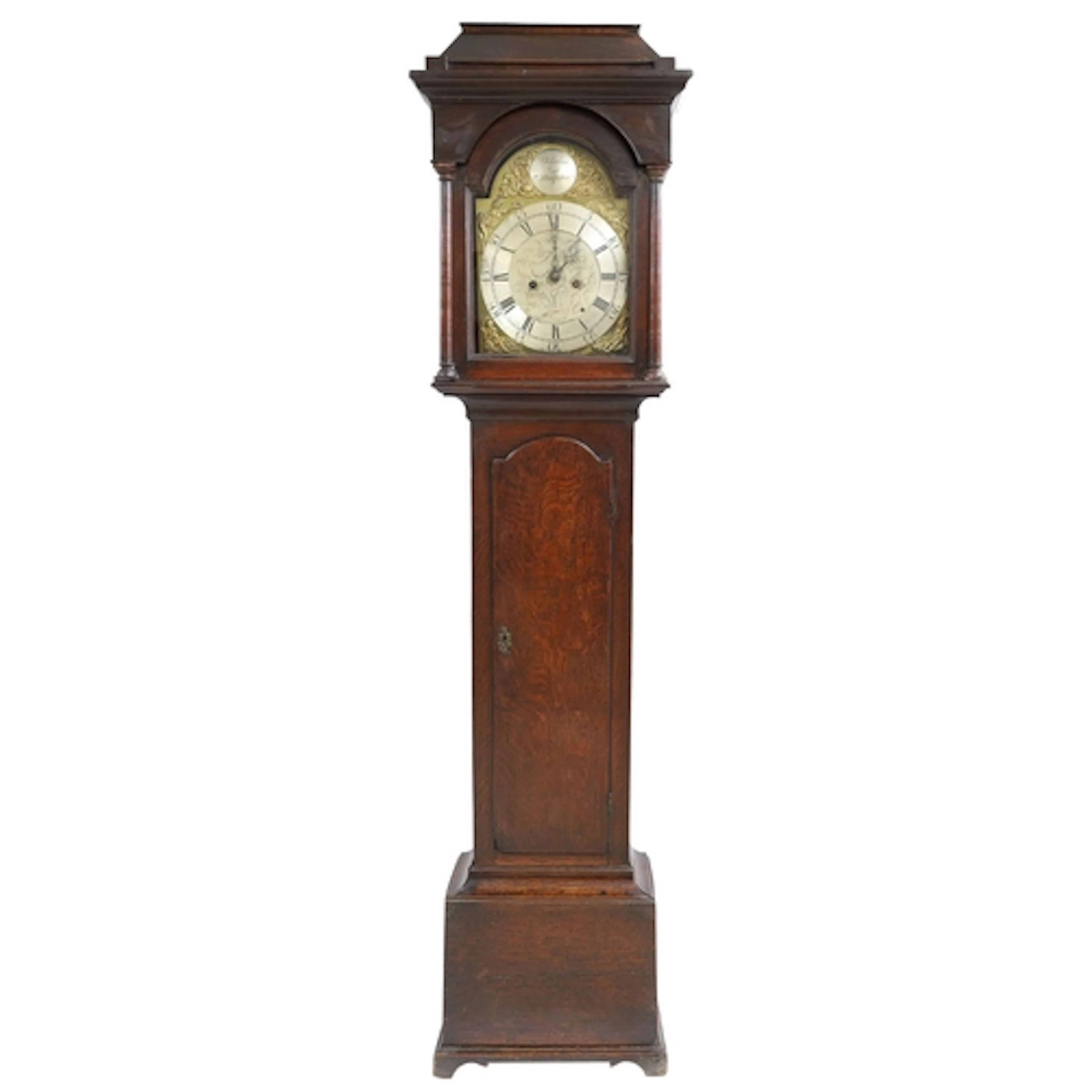 English 18th century oak eight day longcase clock, 12" arch ...