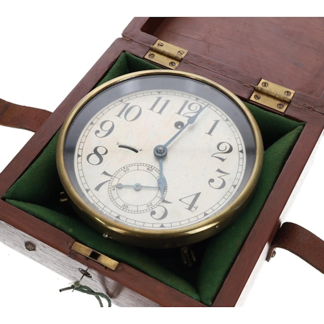 Rare Seth Thomas marine zig-zag bulkhead type clock with ele...