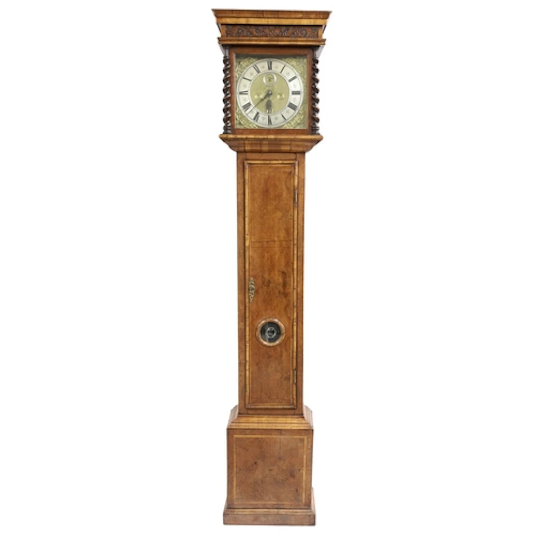 Good burr walnut eight day longcase clock with six pillar mo...