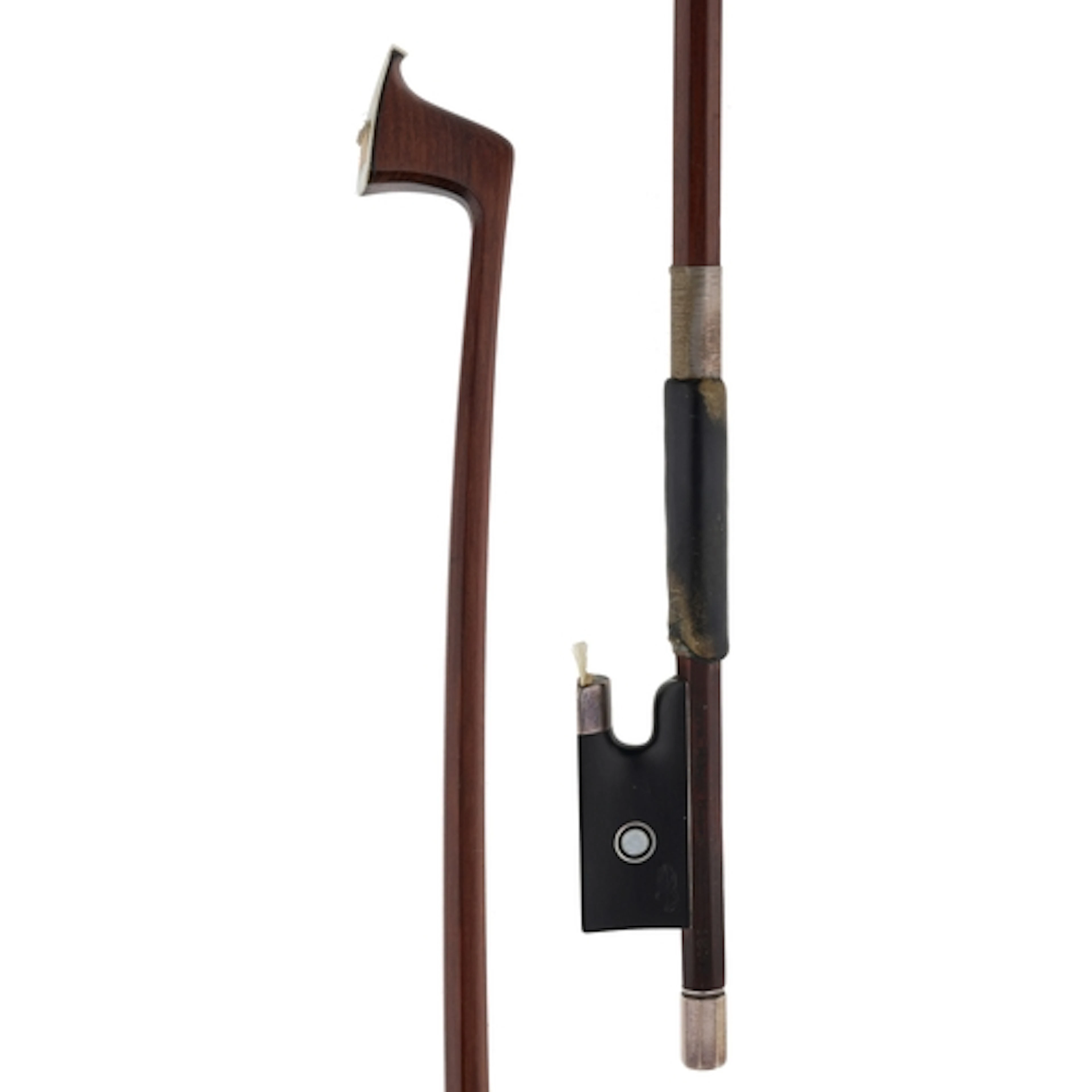 German silver mounted violin bow by and stamped Herm. Albert...
