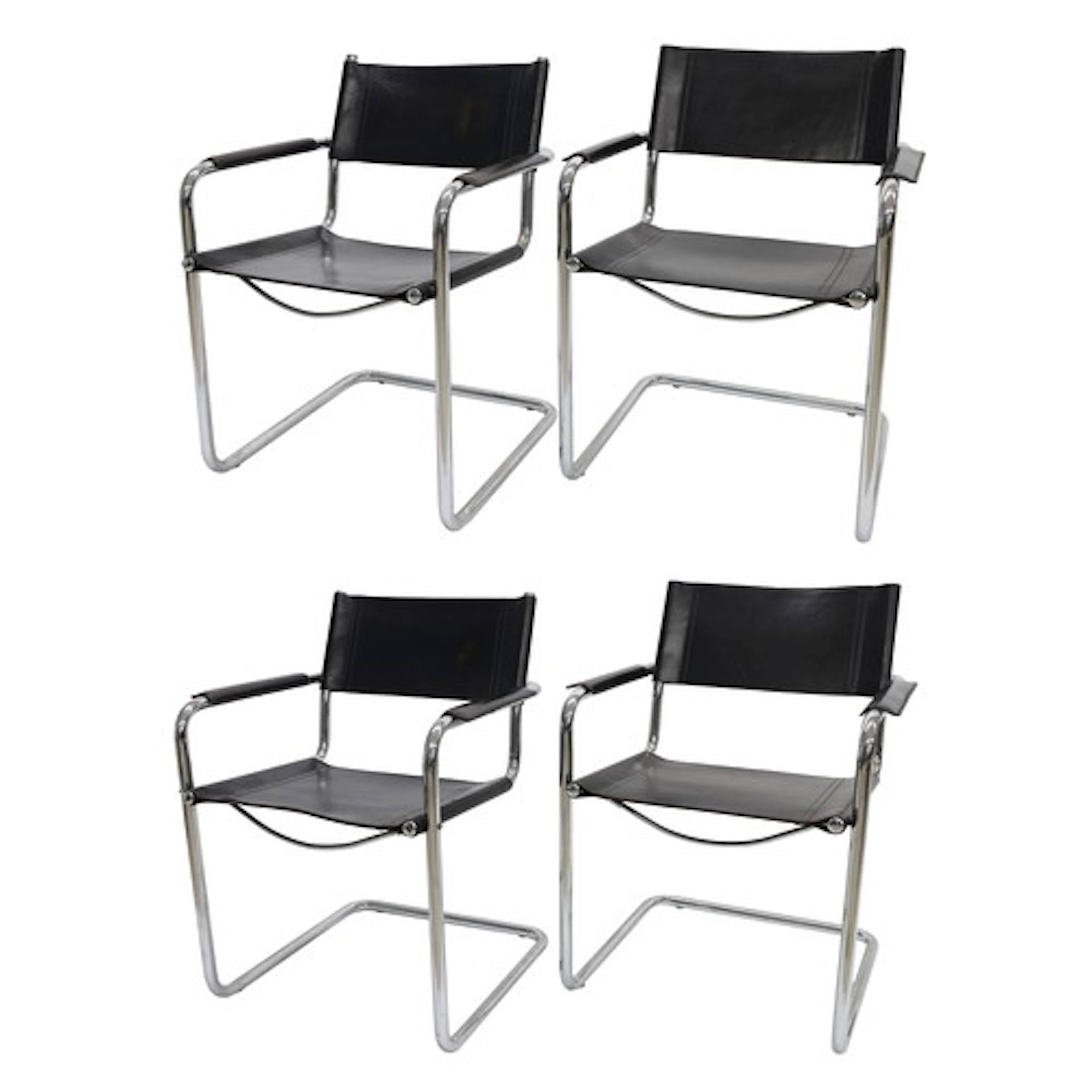 Set of four Matteo Grassi MG5 armchairs, with cantilever tub...