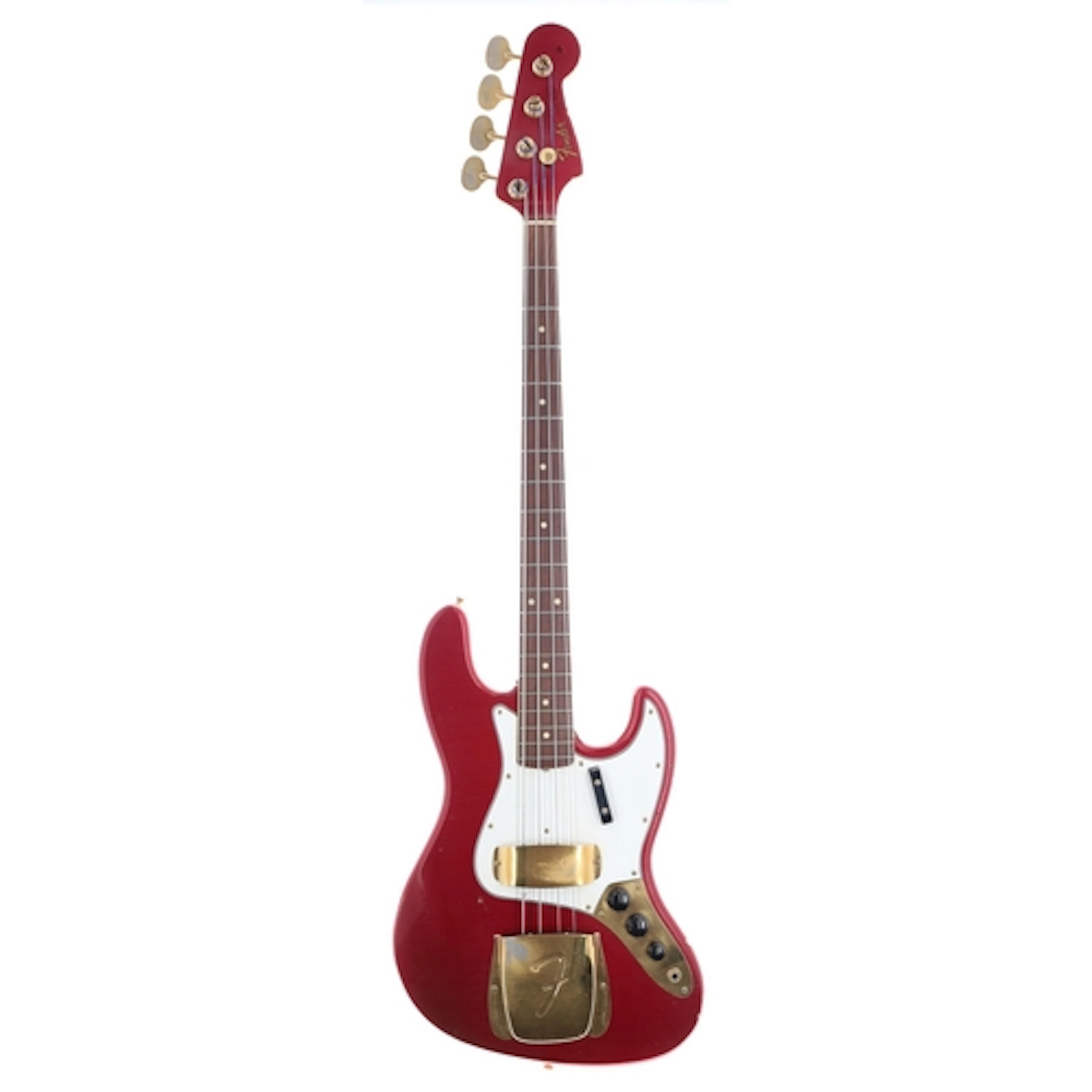 1966 Fender Jazz Bass guitar, made in USA; Body: candy apple...