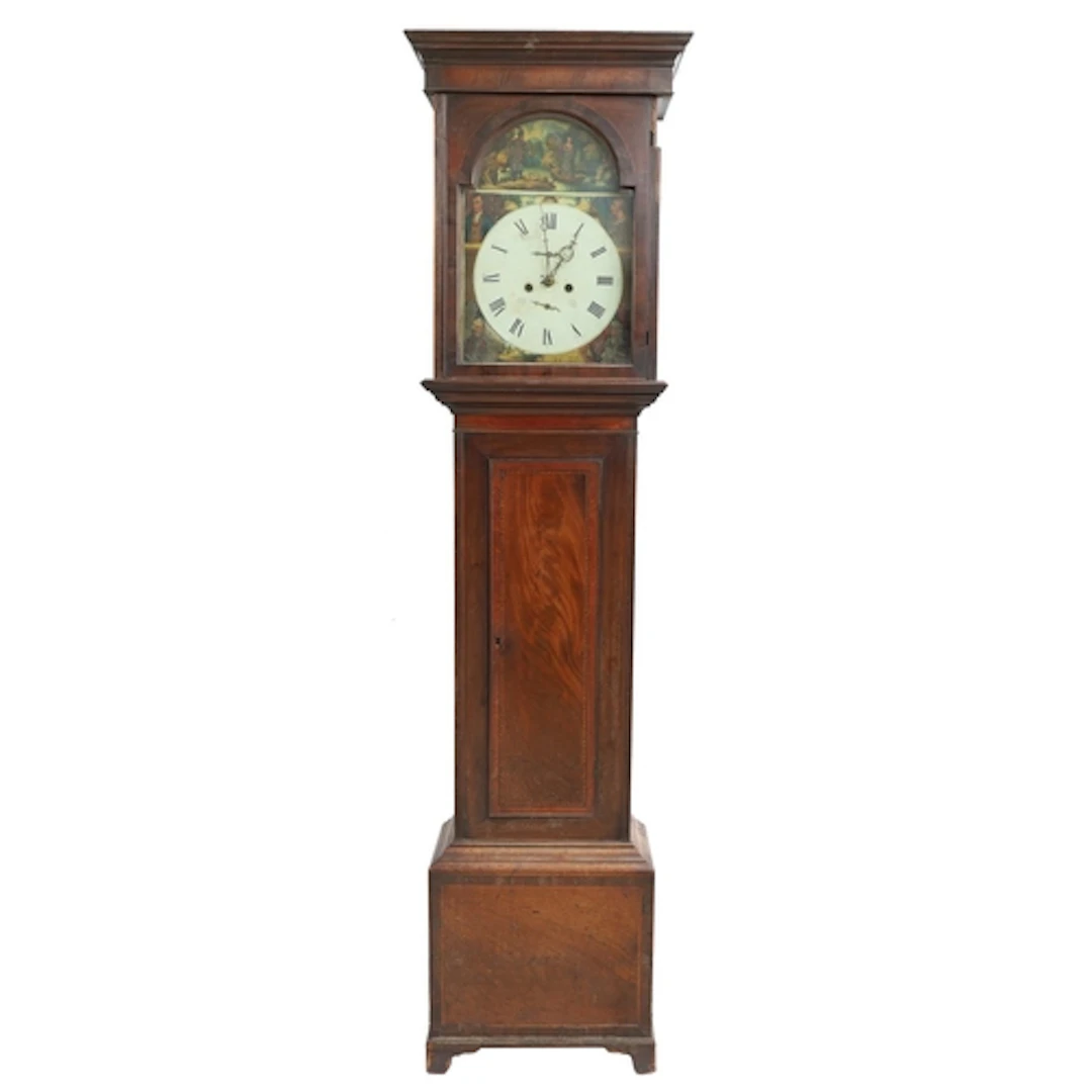 Early 19th century mahogany eight day longcase clock, painte...