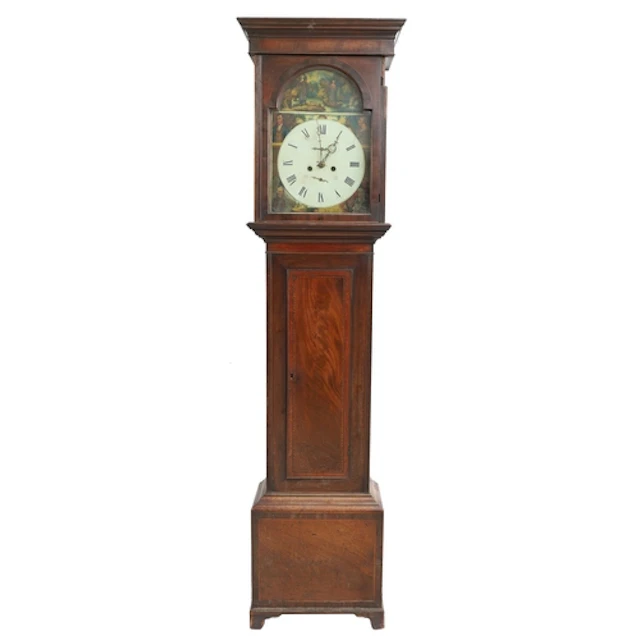 Early 19th century mahogany eight day longcase clock, painte...