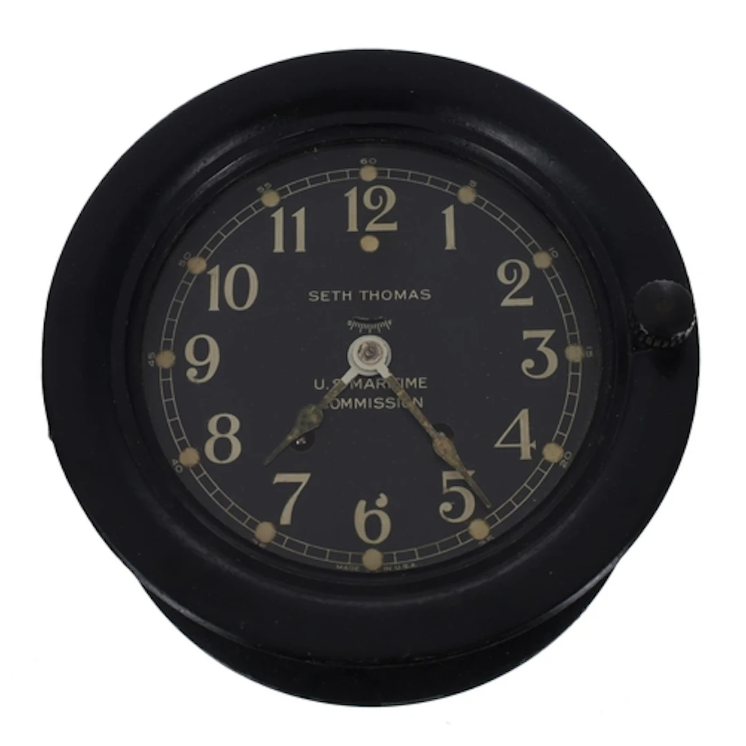 Seth Thomas U.S Maritime Commission ships bell clock, 6" bla...
