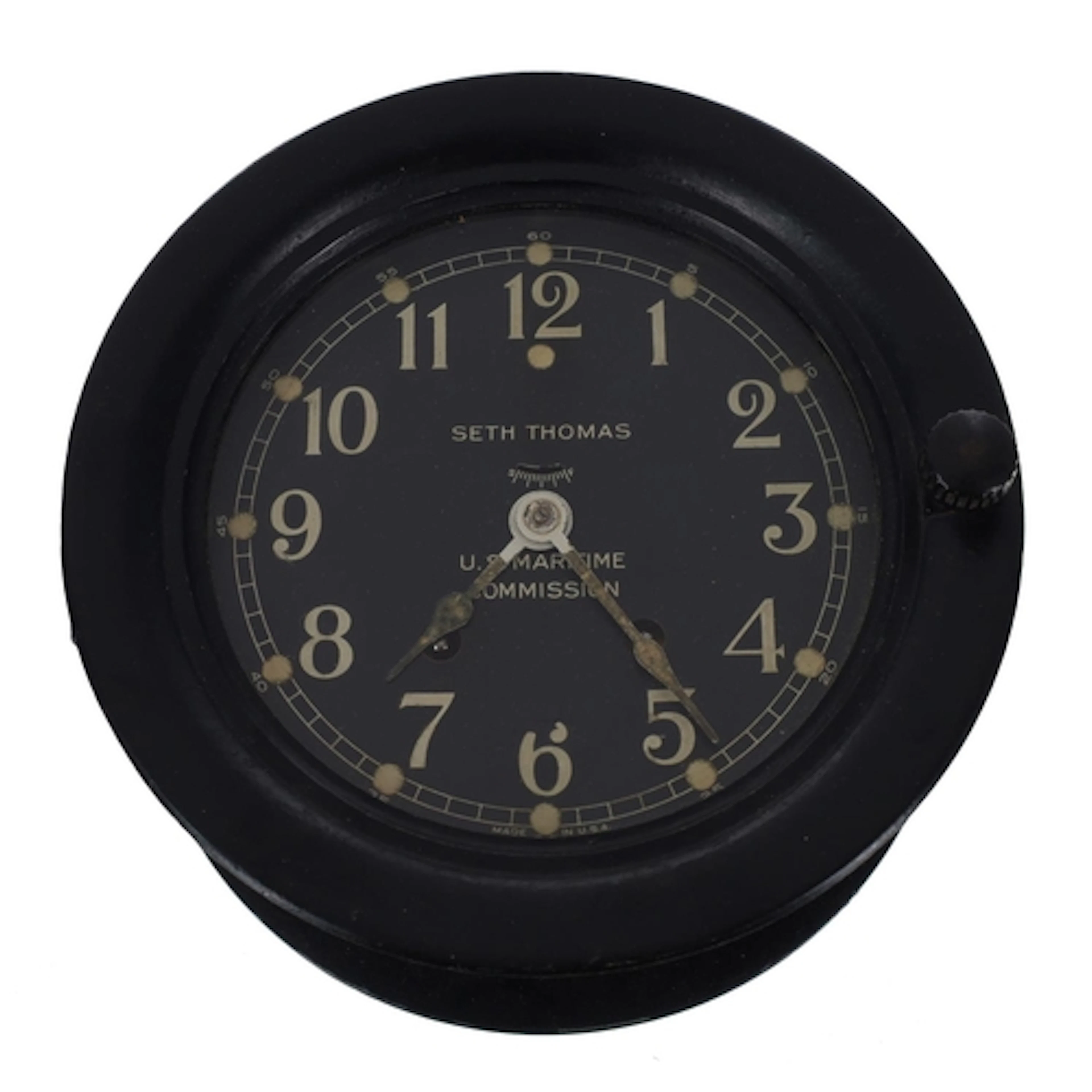 Seth Thomas U.S Maritime Commission ships bell clock, 6" bla...