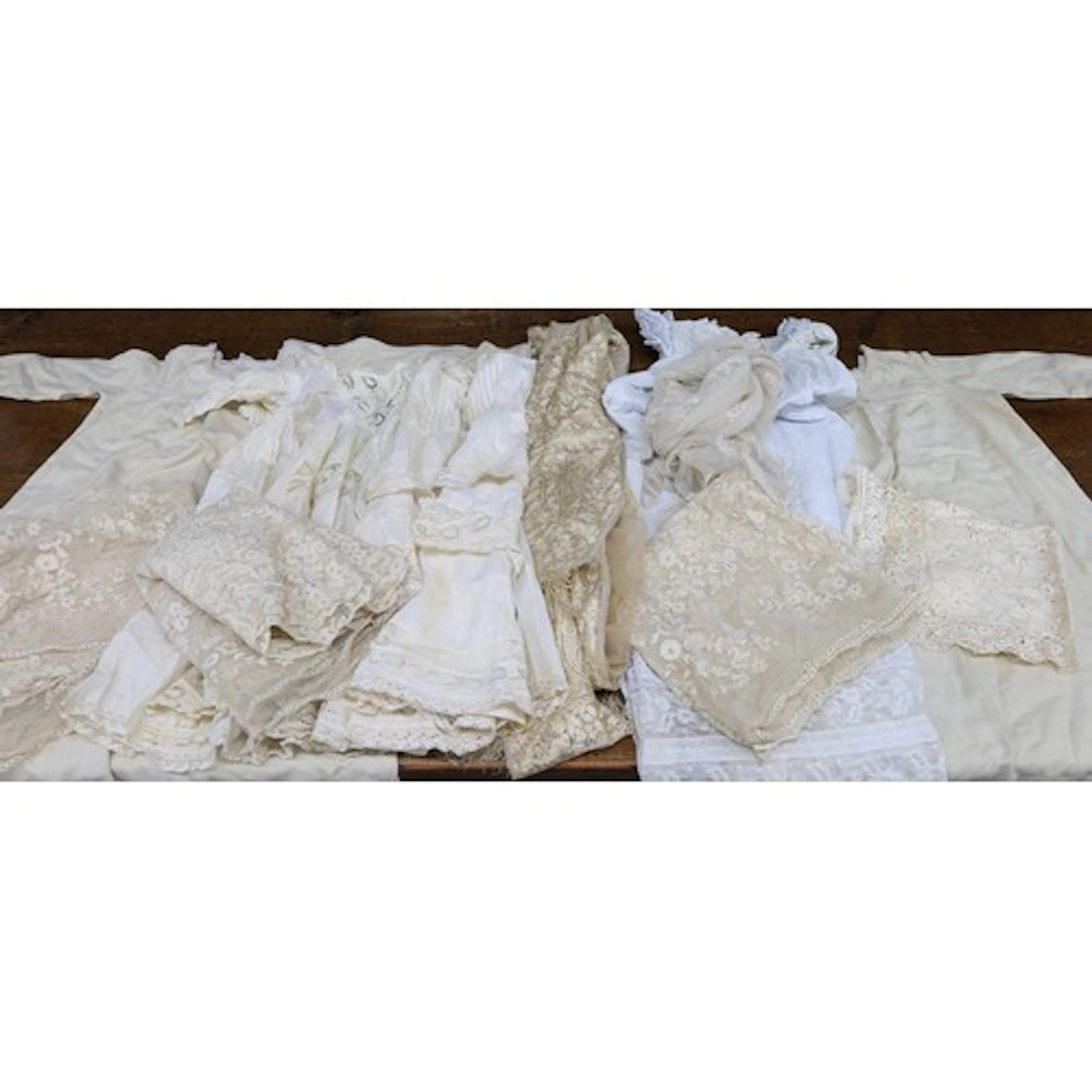 Small group of textiles, to include vintage lace and christe...