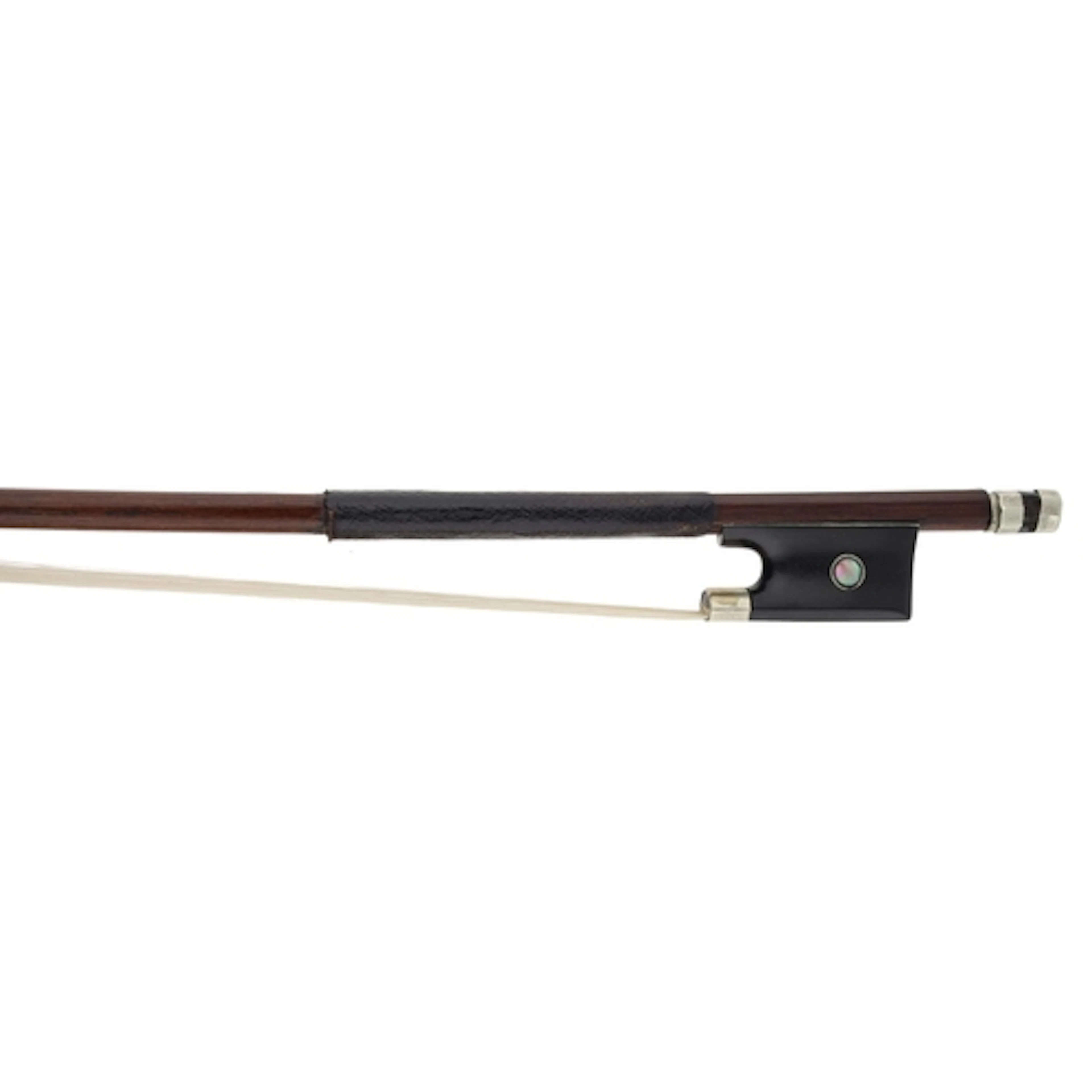 Nickel mounted violin bow stamped Villaume á Paris, t...