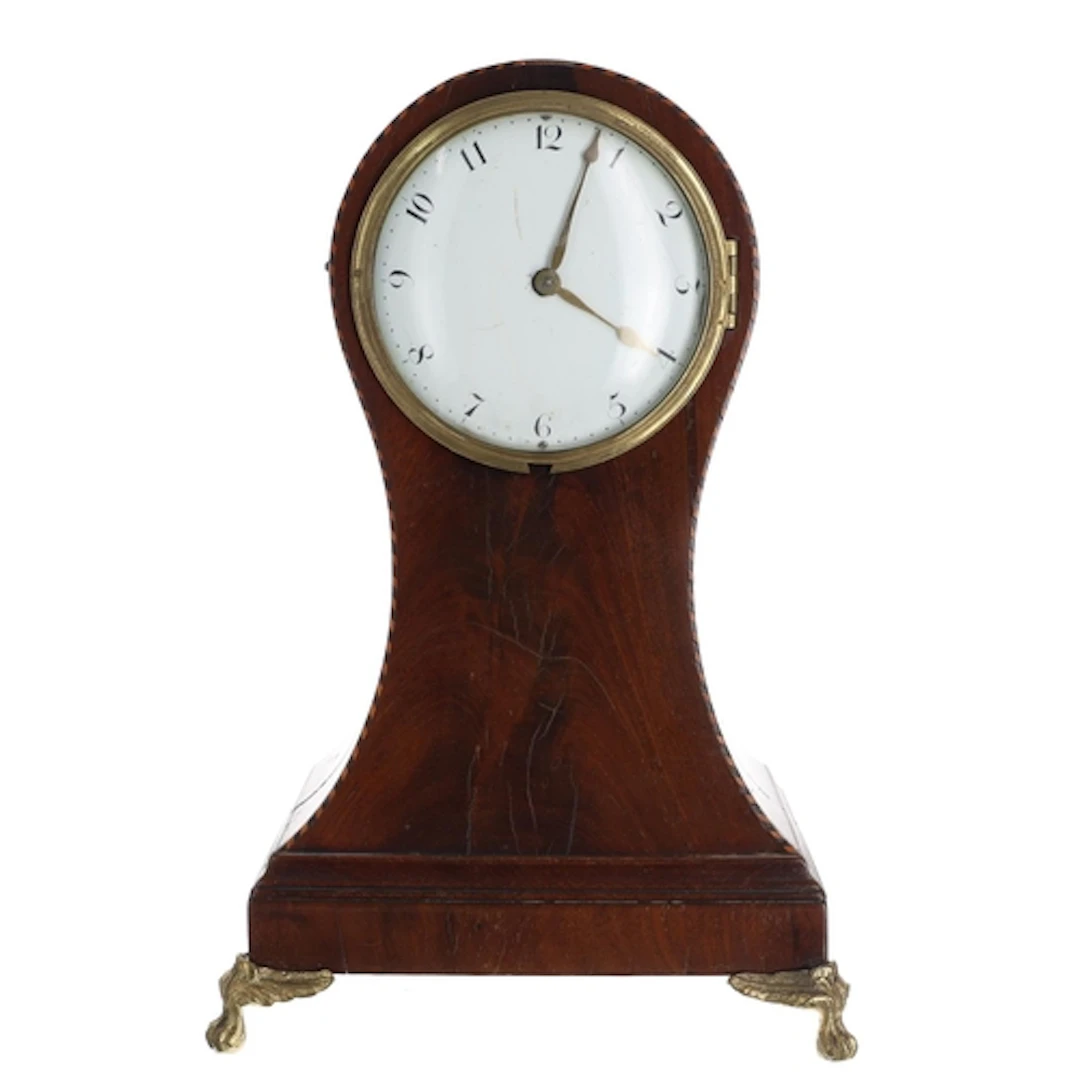Late 19th century mahogany and chequer inlaid mantel clock t...