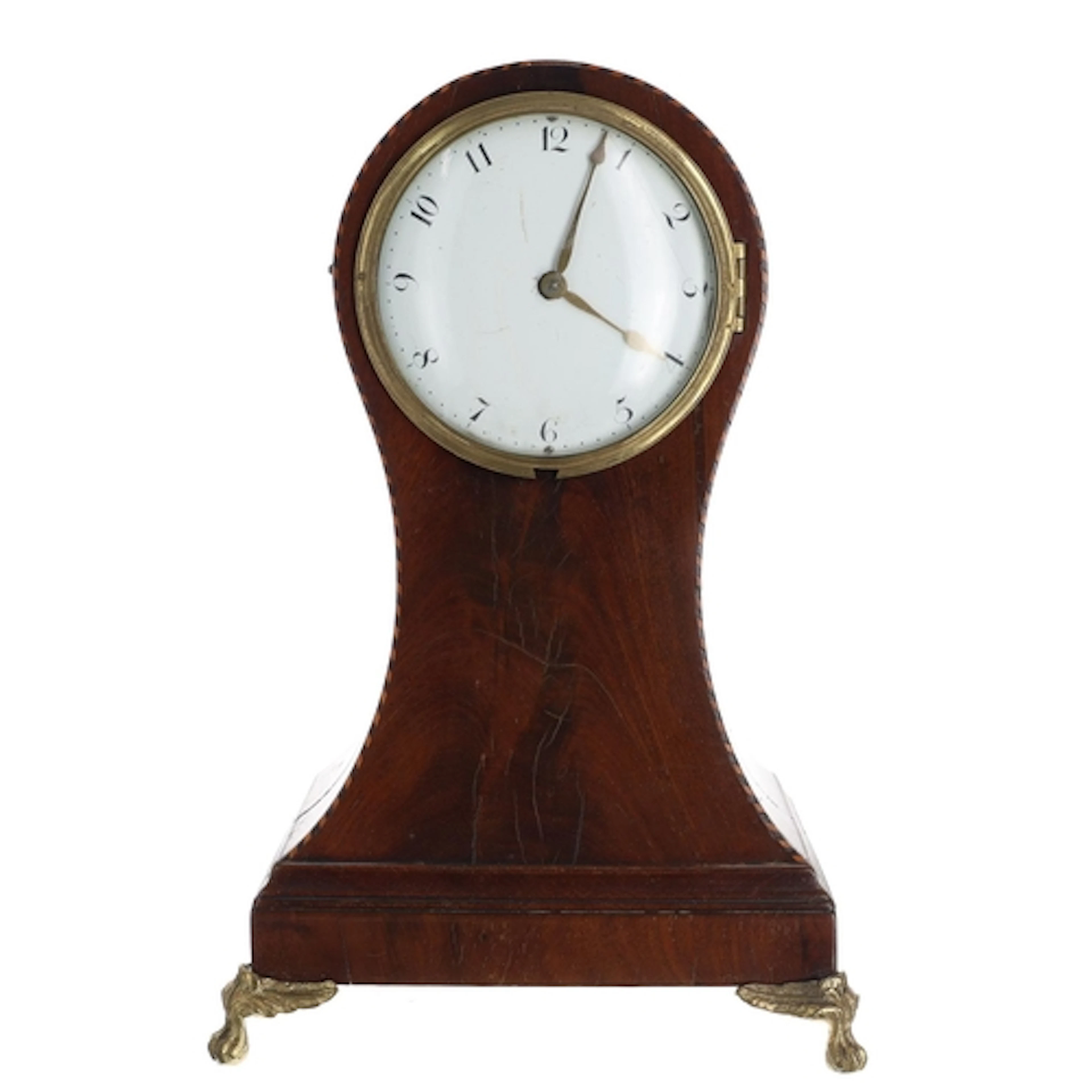 Late 19th century mahogany and chequer inlaid mantel clock t...