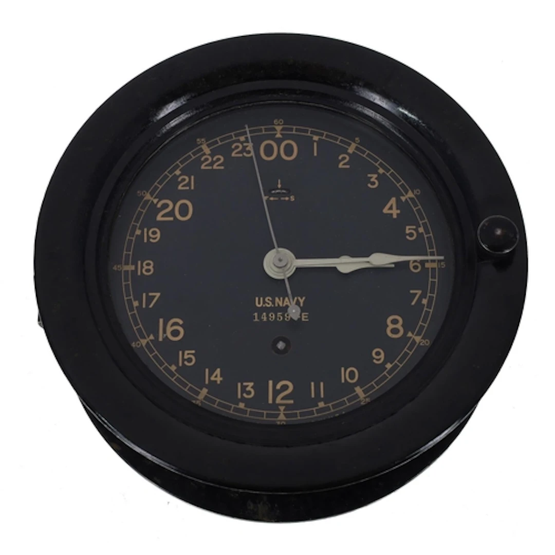 Seth Thomas U.S Navy marine bulkhead type clock, 6" twenty-f...